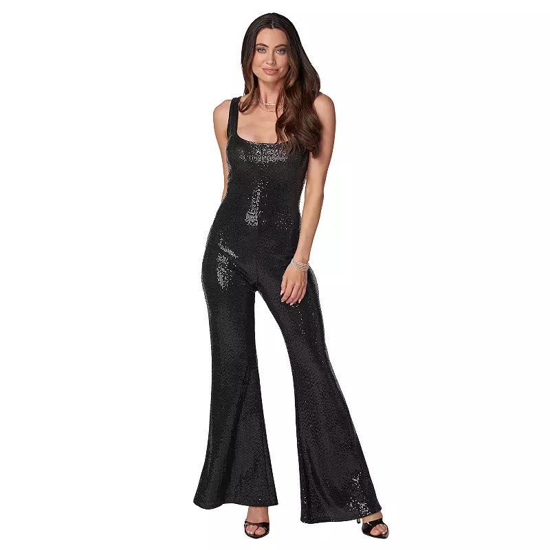 Womens bebe Ciara Sequin Detailed Catsuit Sleeveless Jumpsuit Product Image