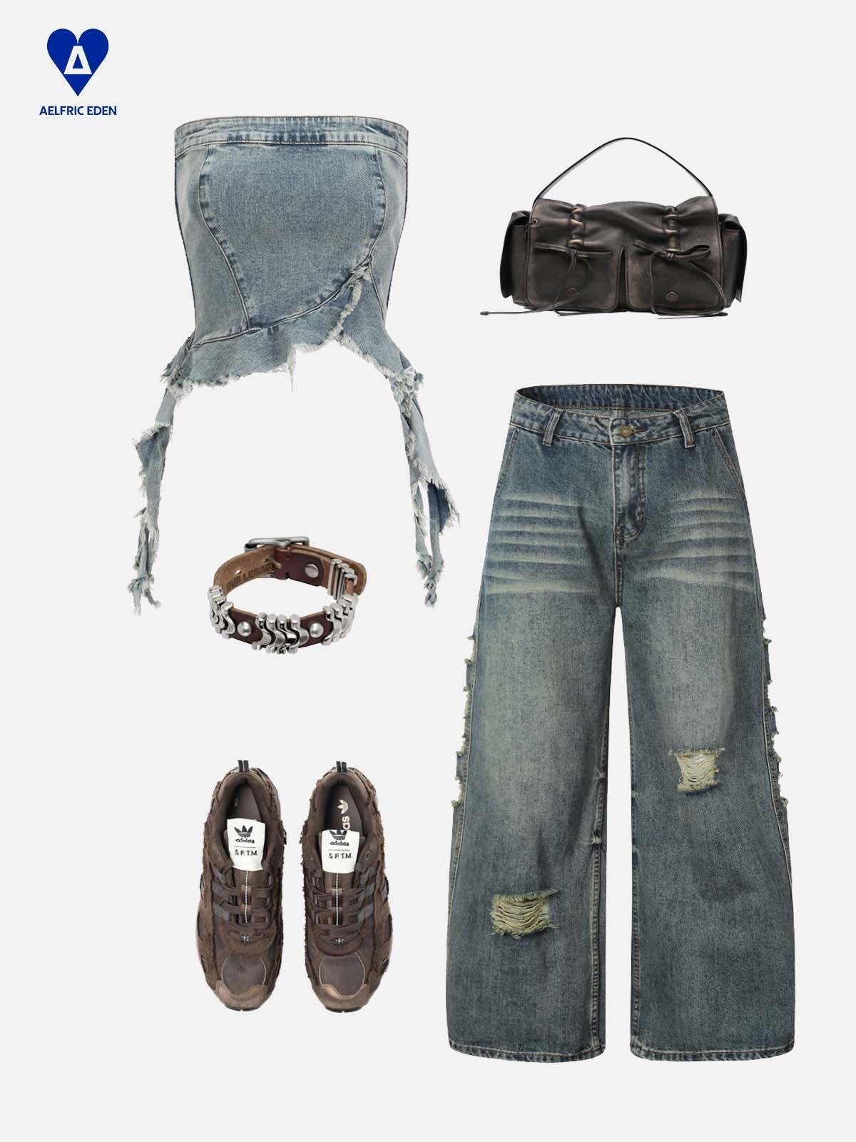 Aelfric Eden Fringe Hem Denim Tank Top Female Product Image