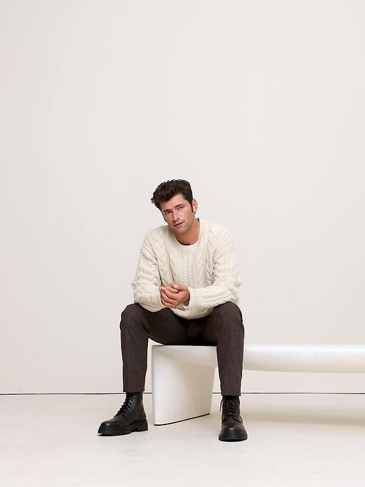 Italian Merino-Blend Cable-Knit Sweater Product Image