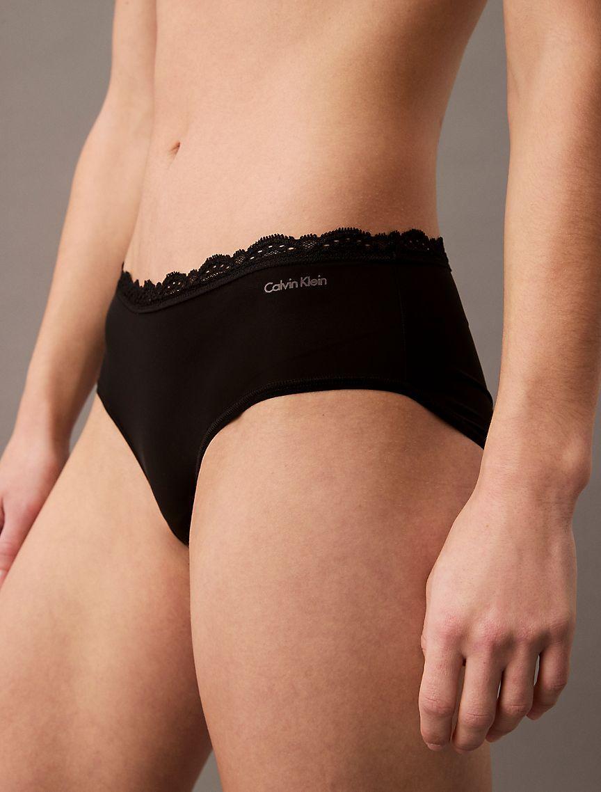 Calvin Klein Womens Microfiber Stretch with Lace Hipster - Neutral Product Image