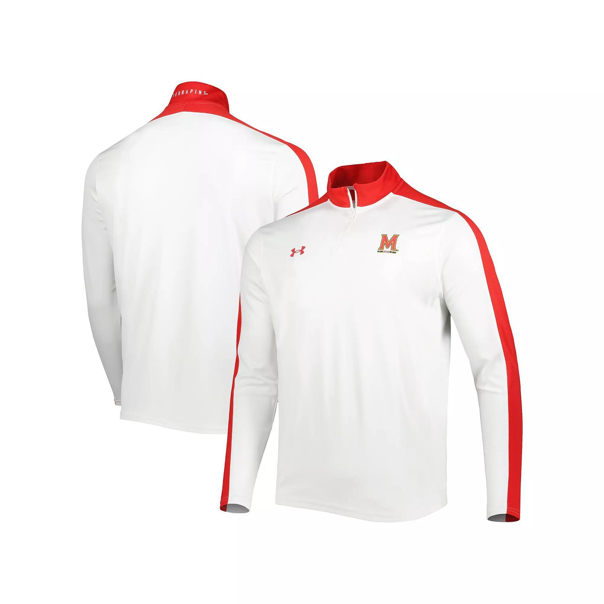 Men's Under Armour White Maryland Terrapins Lightweight Mock Neck Performance Quarter-Zip Jacket, Size: XL Product Image
