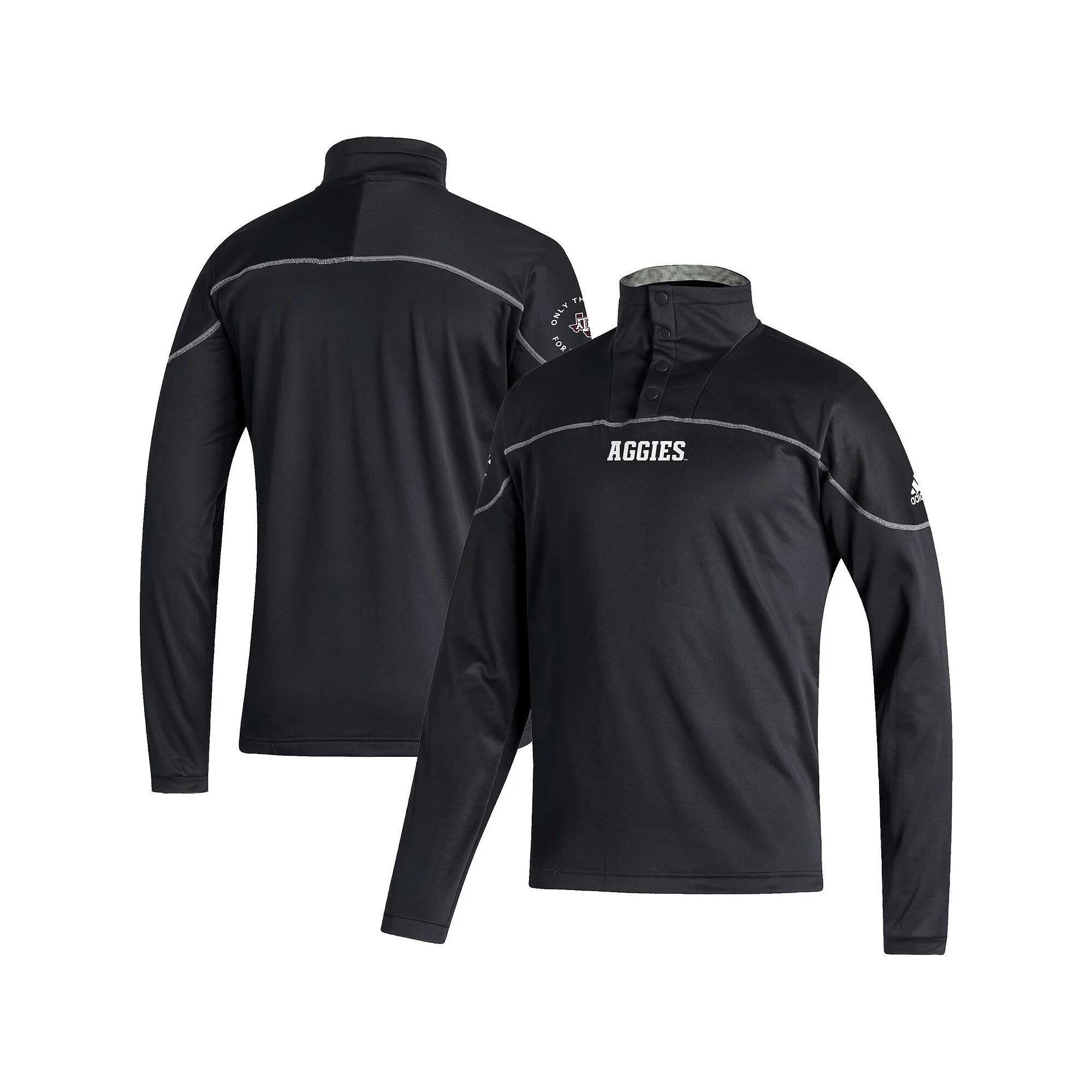 Men's adidas Black Texas A&M Aggies AEROREADY Knit Quarter-Snap Jacket, Size: XL Product Image