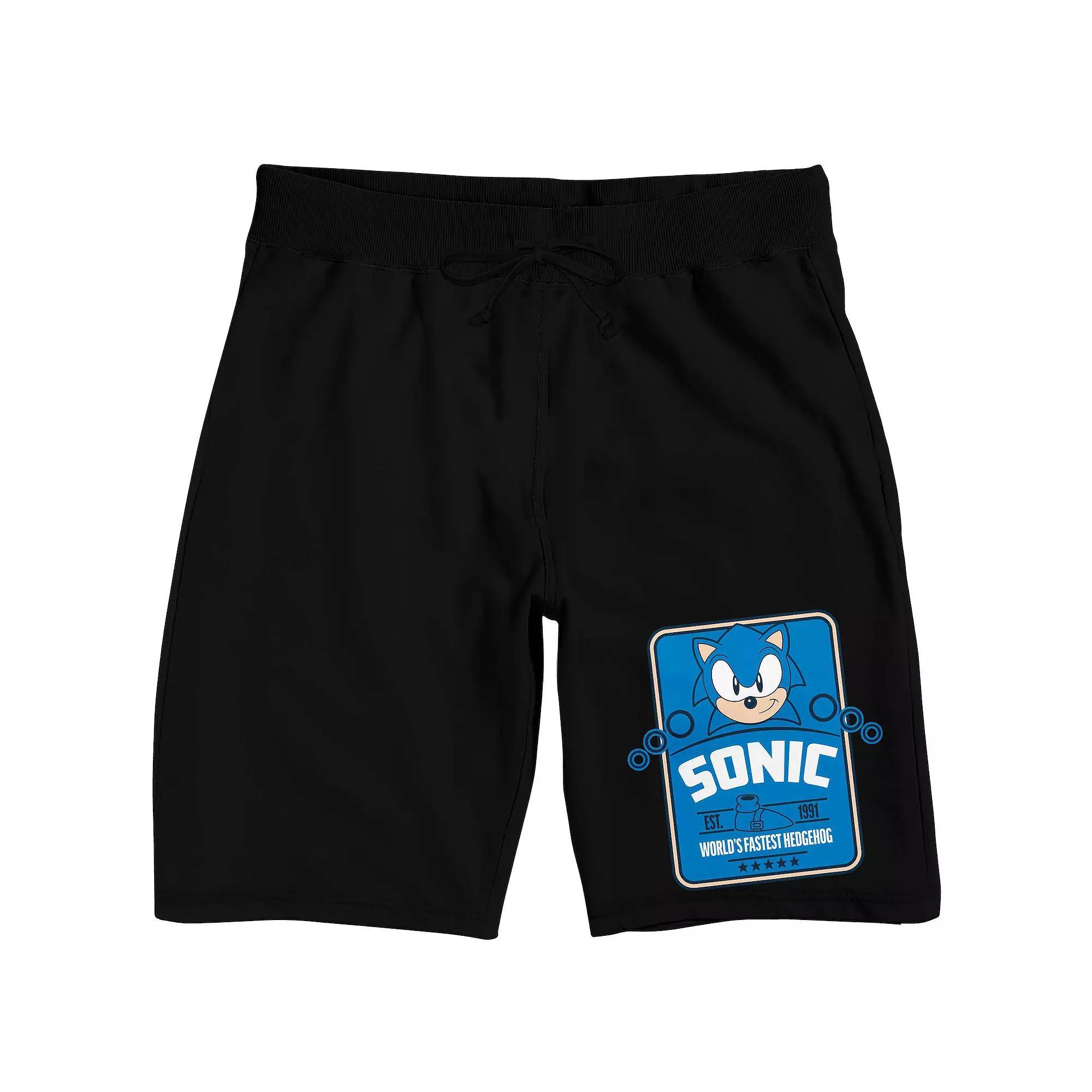 Men's Sonic The Hedgehog "World's Fastest" Pajama Shorts, Size: Small, Black Product Image