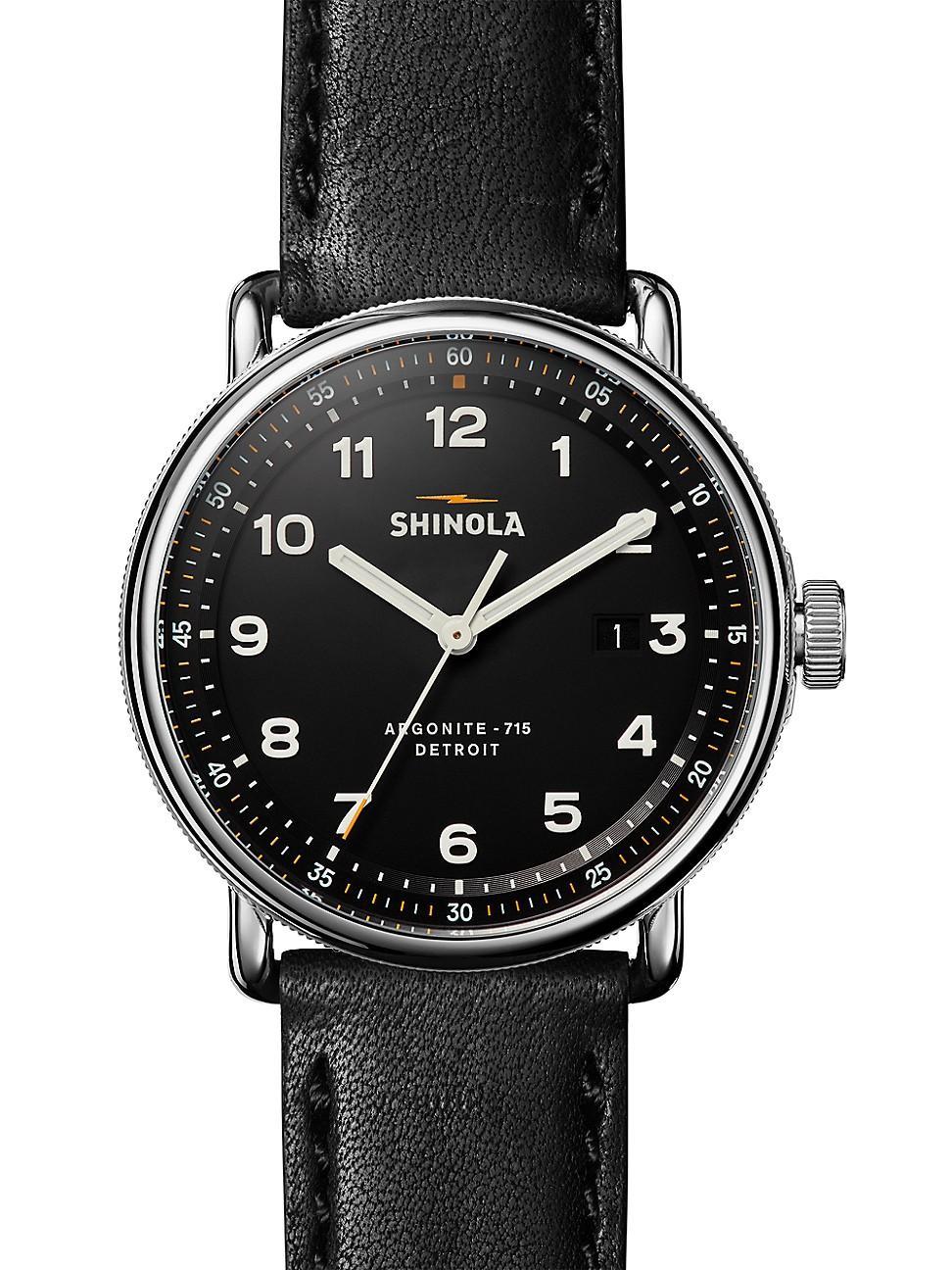 Mens Canfield 43MM Leather Strap Watch Product Image