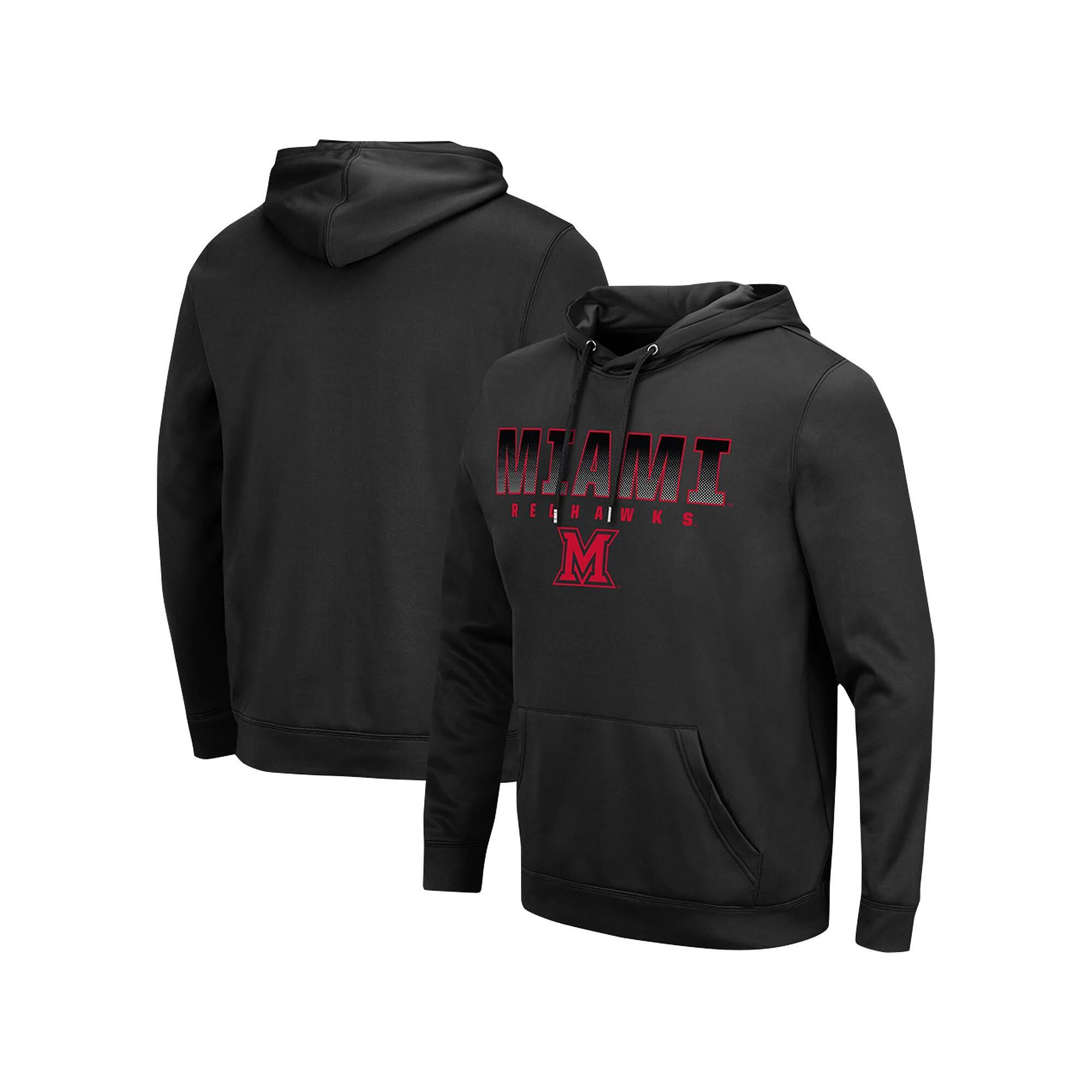 Men's Colosseum Miami University RedHawks Blackout 3.0 Pullover Hoodie, Size: 2XL, Moh Black Product Image