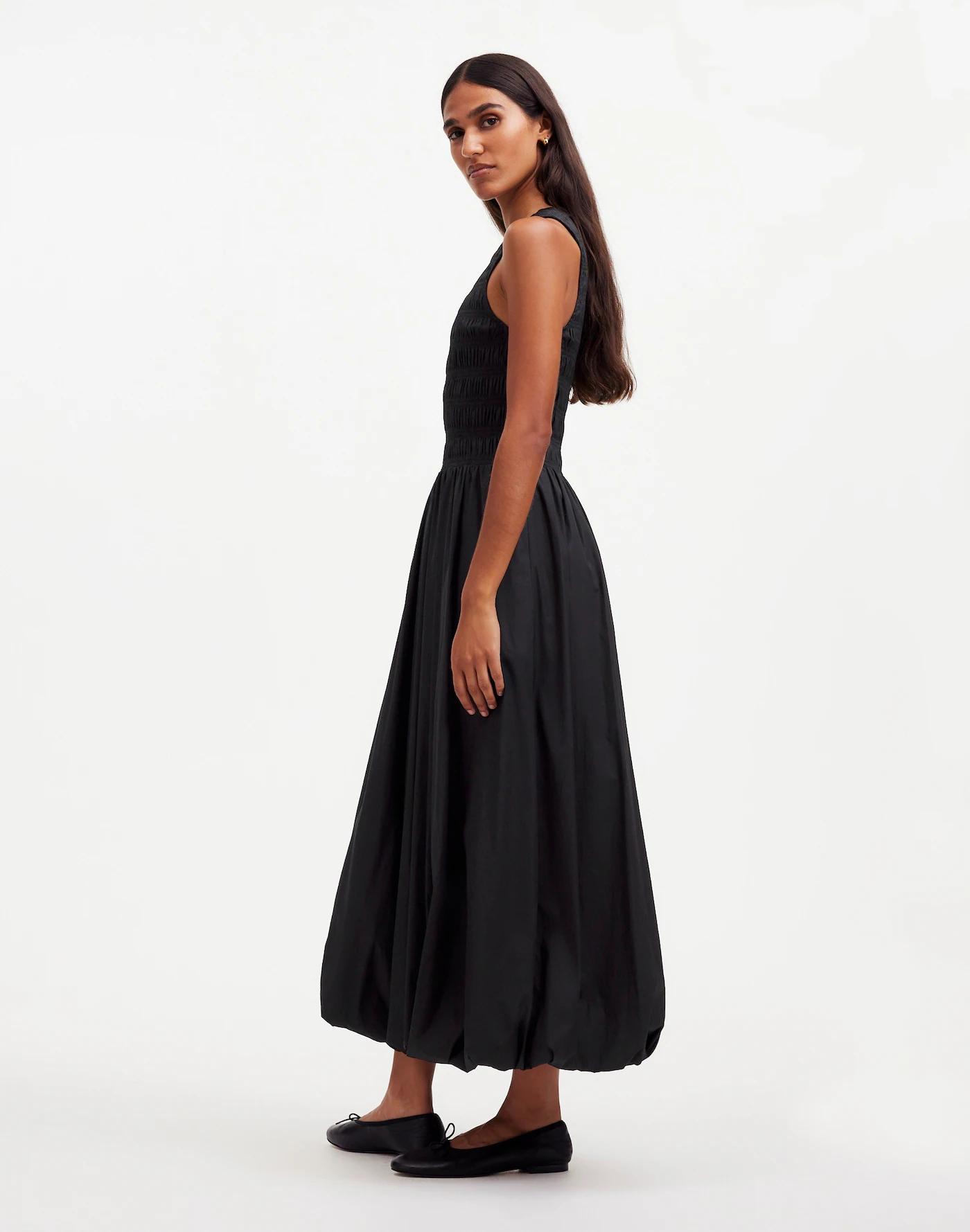 The Melody Bubble-Hem Smocked Midi Dress in Poplin Product Image