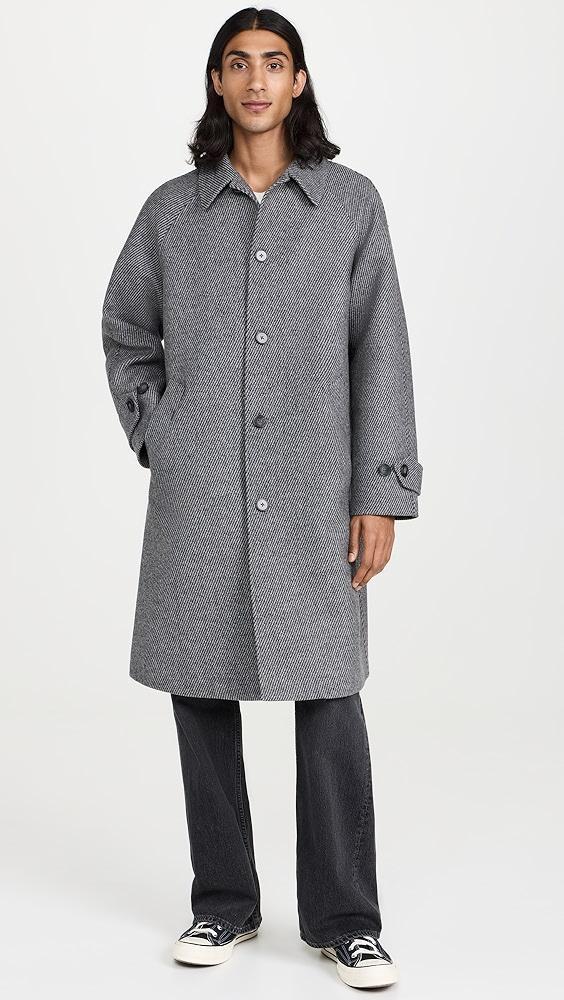 Officine Generale Hudson Textured Stripe Wool Overcoat | Shopbop Product Image