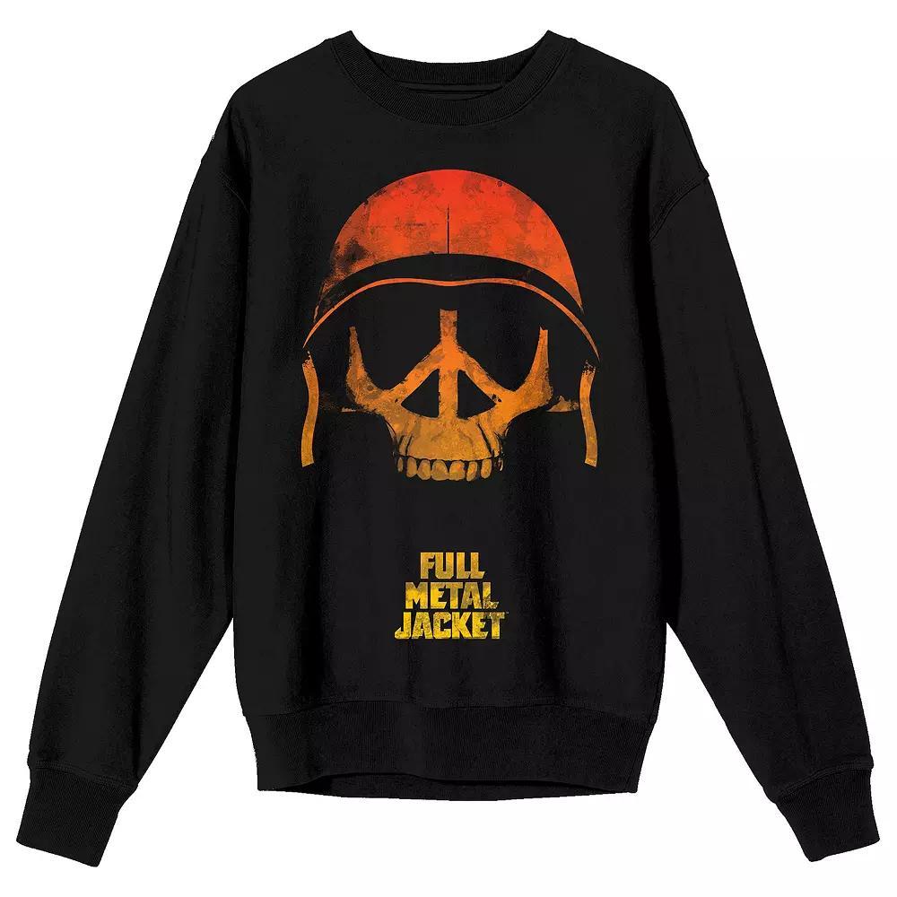 Men's Full Metal Jacket Ombre Skull With Helmet Long Sleeve Graphic Tee, Size: Medium, Black Product Image