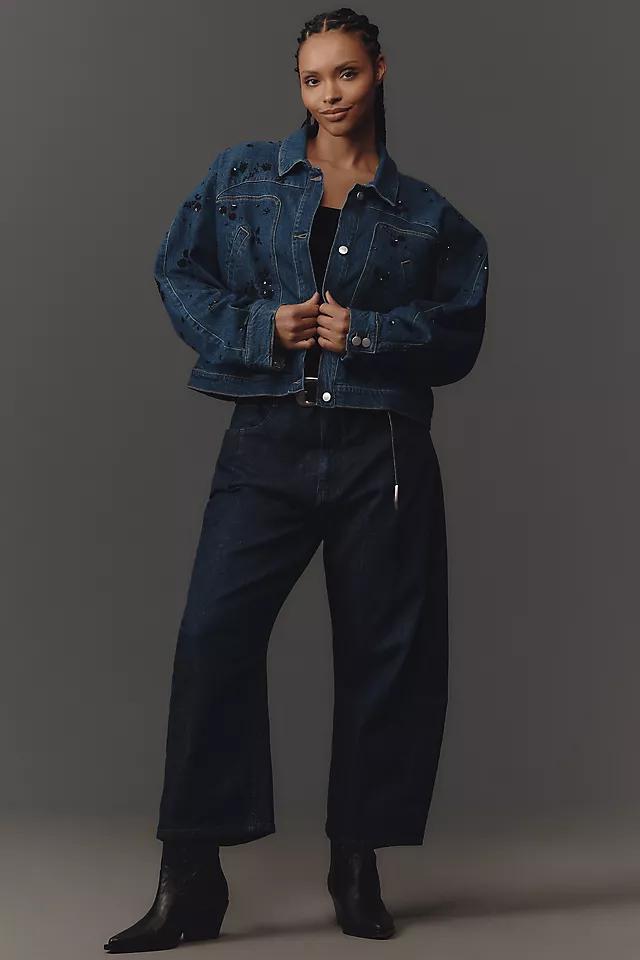 Pilcro Dolman-Sleeve Beaded & Sequin Denim Jacket Product Image
