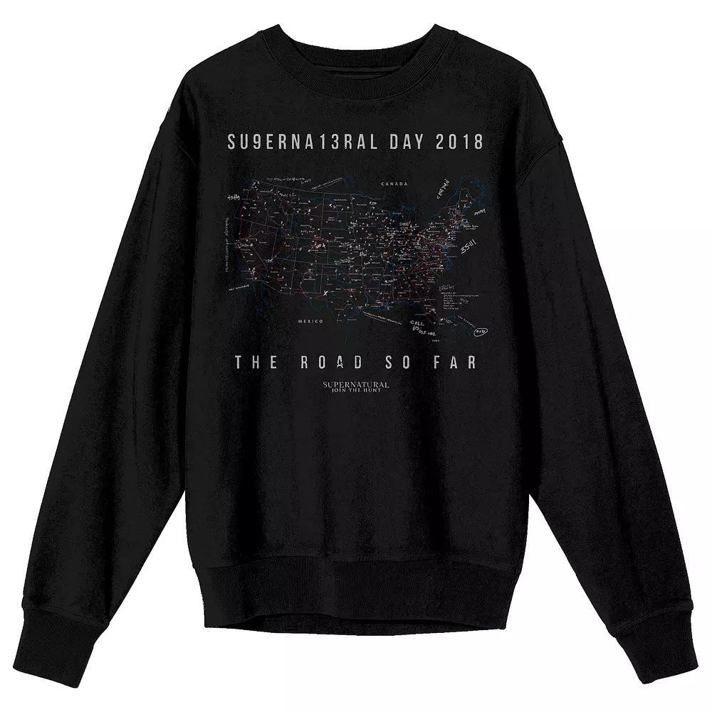 Men's Supernatural The Road So Far Long Sleeve Graphic Pullover, Size: XL, Black Product Image