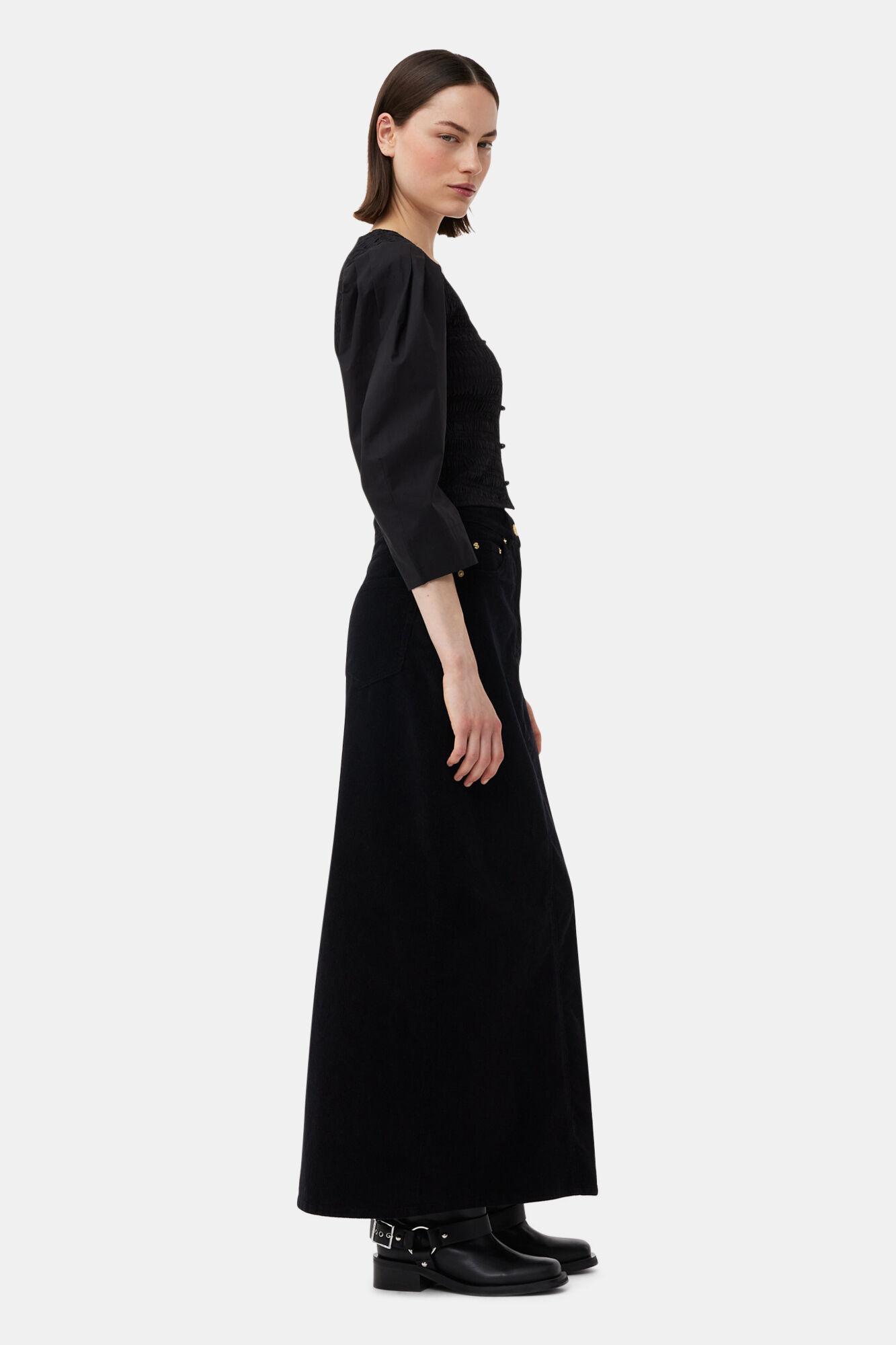 Black Cotton Poplin Smock Blouse Product Image