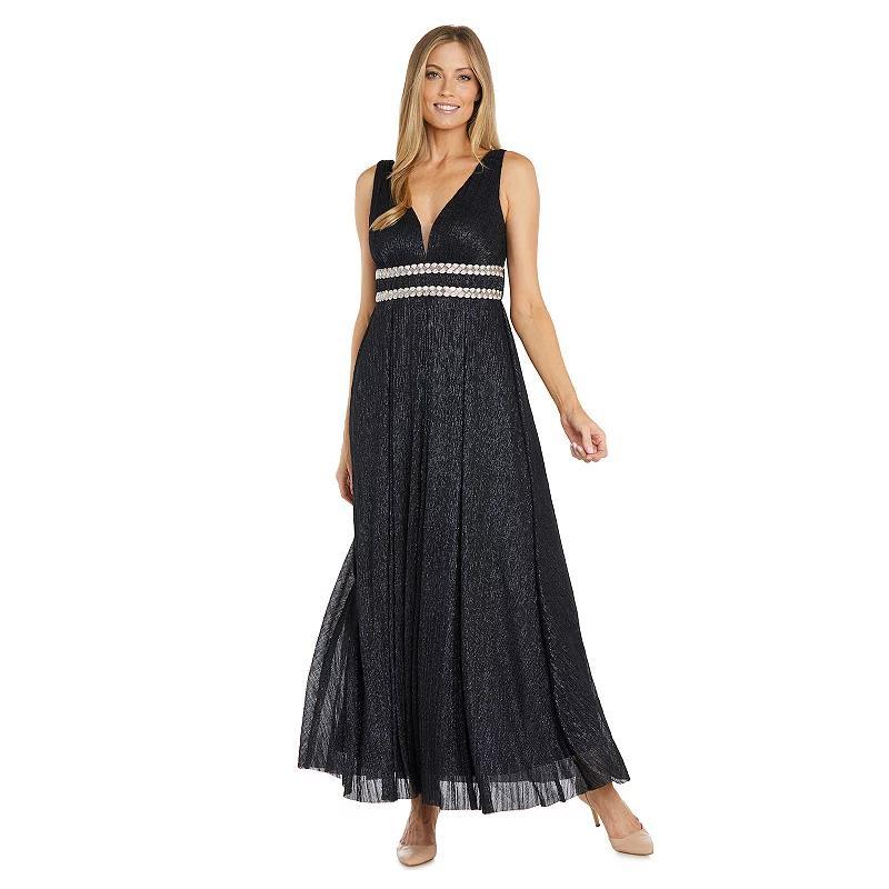 R & M Richards Womens Embellished Metallic Gown Product Image