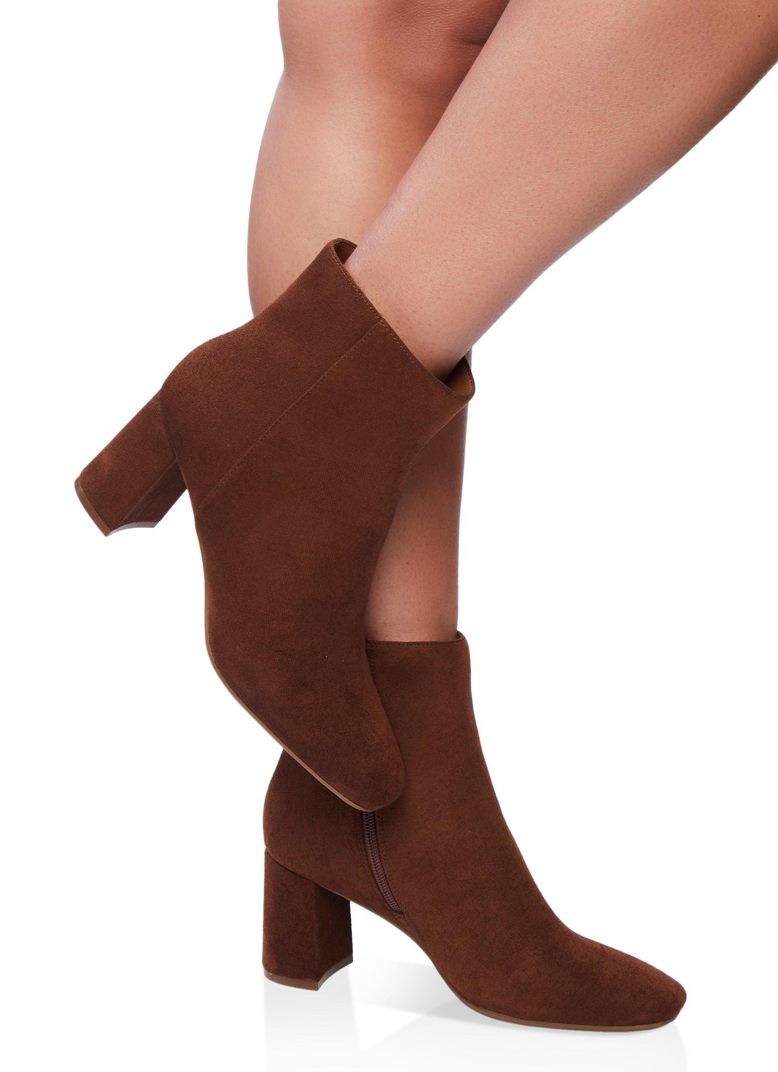 Womens Side Zip Mid Block Heel Booties Product Image
