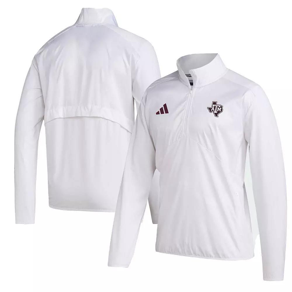 Men's adidas White Texas A&M Aggies Sideline AEROREADY Raglan Sleeve Quarter-Zip Jacket, Size: 3XL Product Image