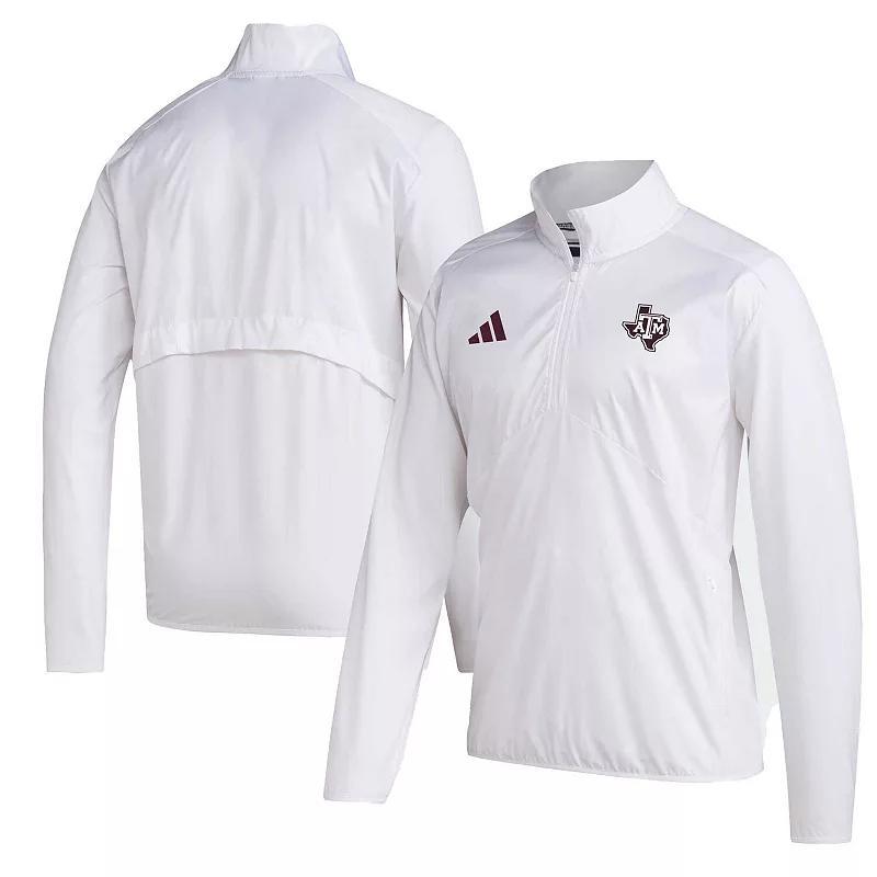 Men's adidas White Texas A&M Aggies Sideline AEROREADY Raglan Sleeve Quarter-Zip Jacket, Size: 3XL Product Image