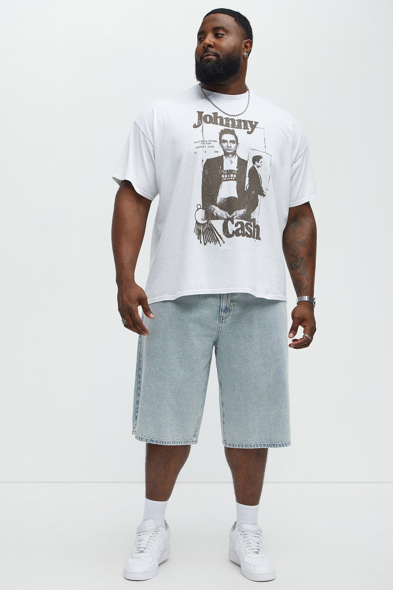 Johnny Cash Mugshot Short Sleeve Tee - White Male Product Image