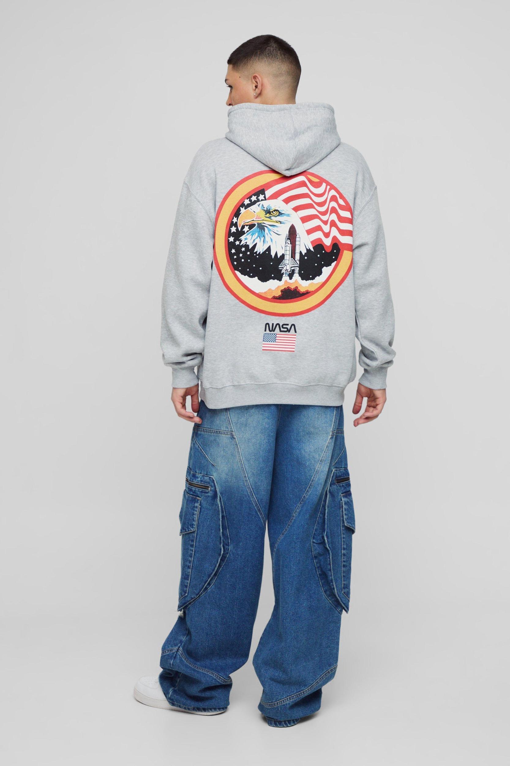 Oversized NASA License Print Hoodie | boohooMAN USA Product Image