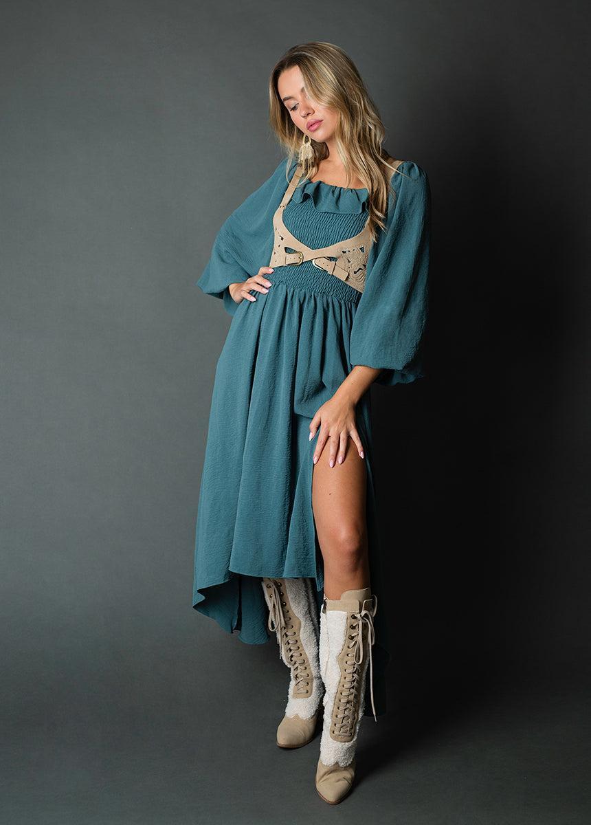 Odette Dress in Dusty Teal Female Product Image