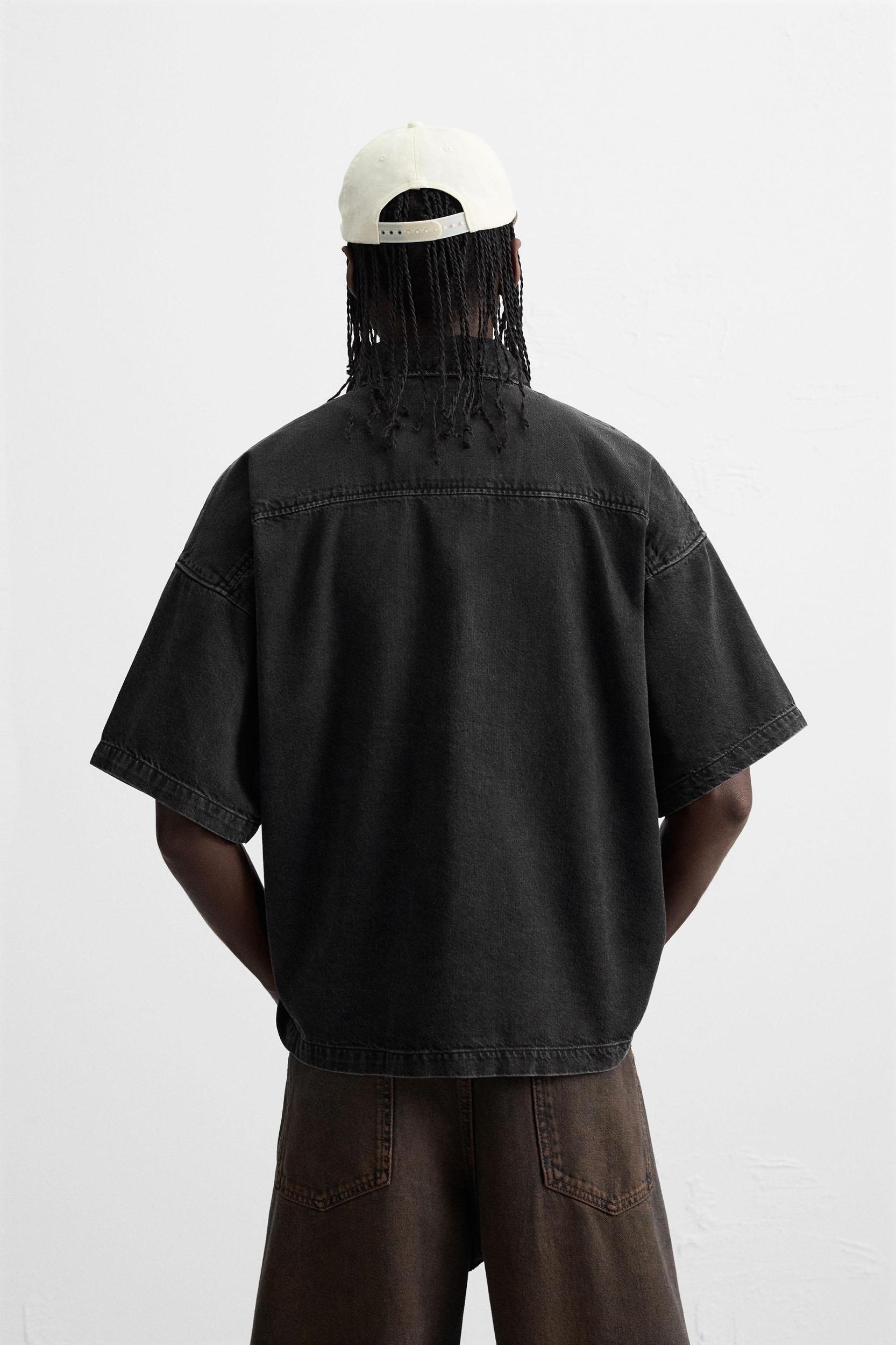 ZIPPER DENIM POLO SHIRT Product Image