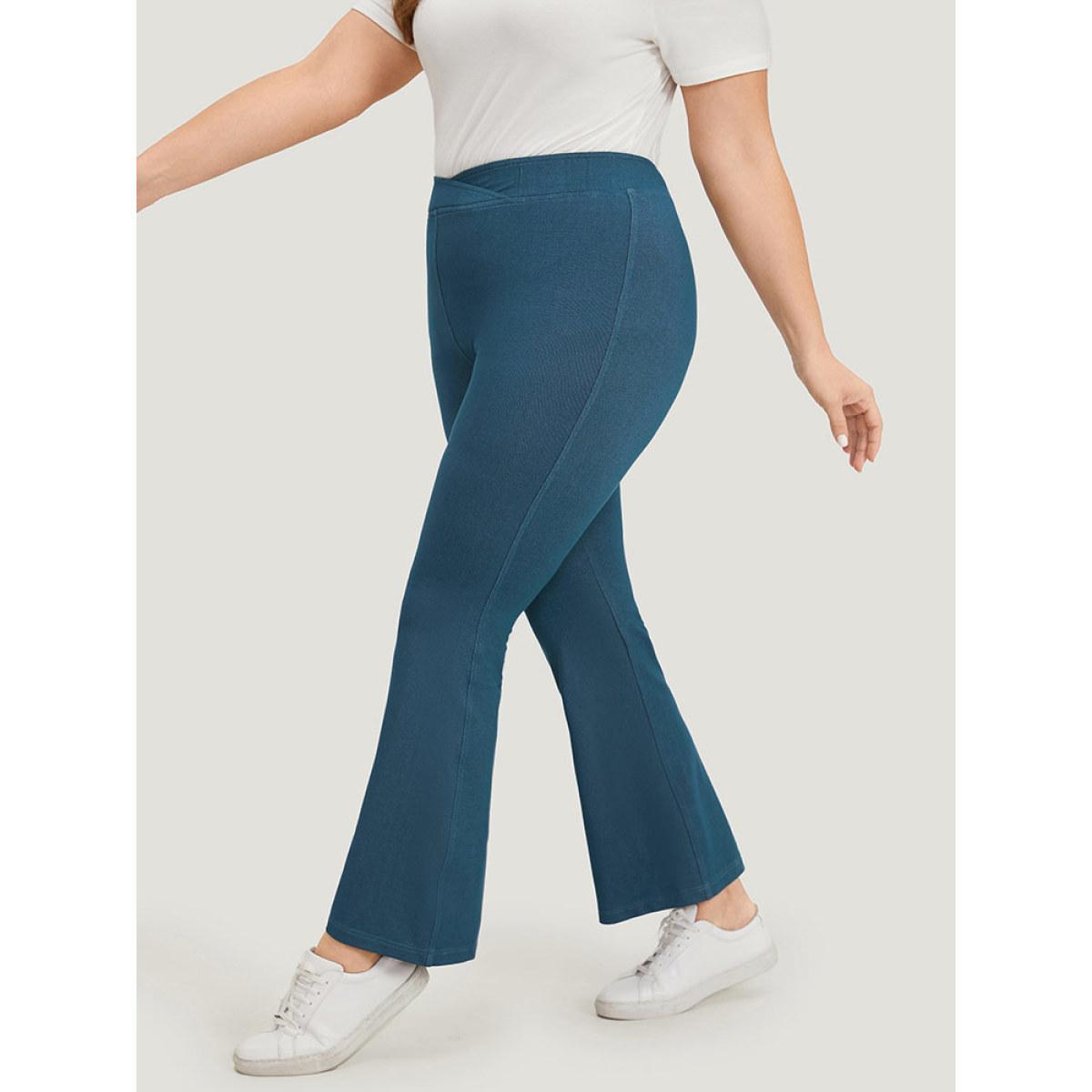 Plus Size Supersoft Essentials Solid High Rise Moderately Stretchy Jeans Women Blue Casual Plain Plain Medium stretch Side seam pocket Jeans BloomChic 14/1X Product Image