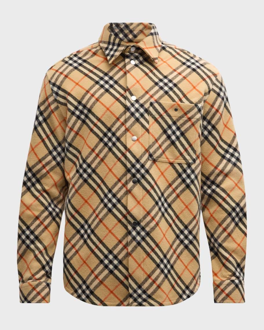 Mens Check Wool Button-Down Shirt Product Image