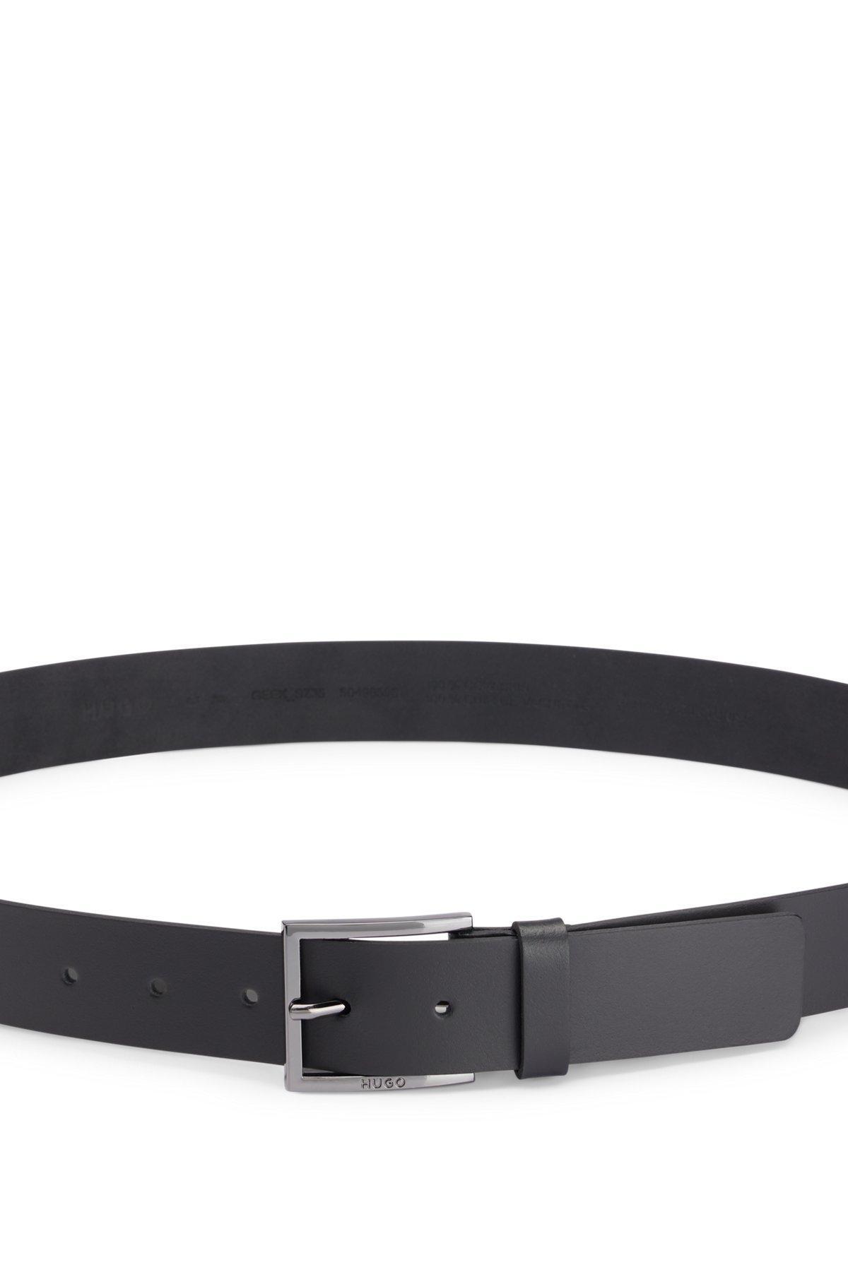Smooth-leather belt with brushed-silver buckle Product Image