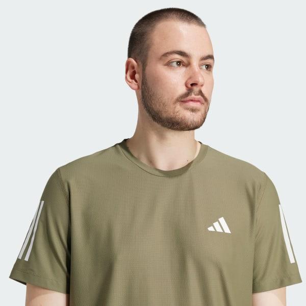Mens adidas Own The Run Short Sleeve Tee Aurora Red Product Image