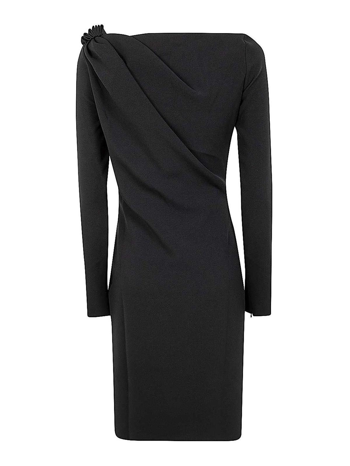 JW ANDERSON Shoulder Drape V-neck Dress In Nero Neri E Grigi Product Image