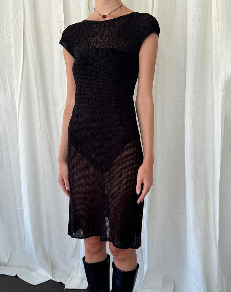 Adeline Midi Dress in Wide Rib Knit Black Female Product Image