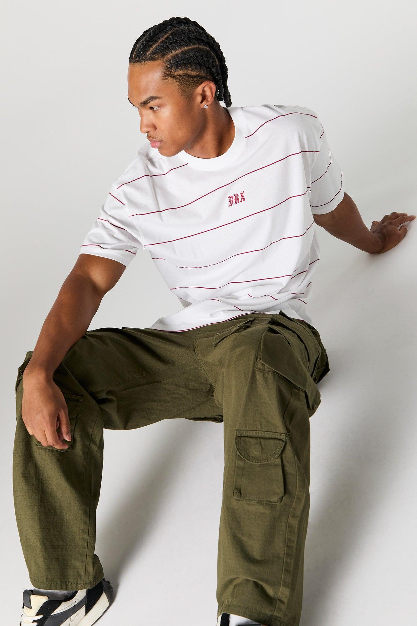 City Embroidered Striped T-Shirt Male Product Image