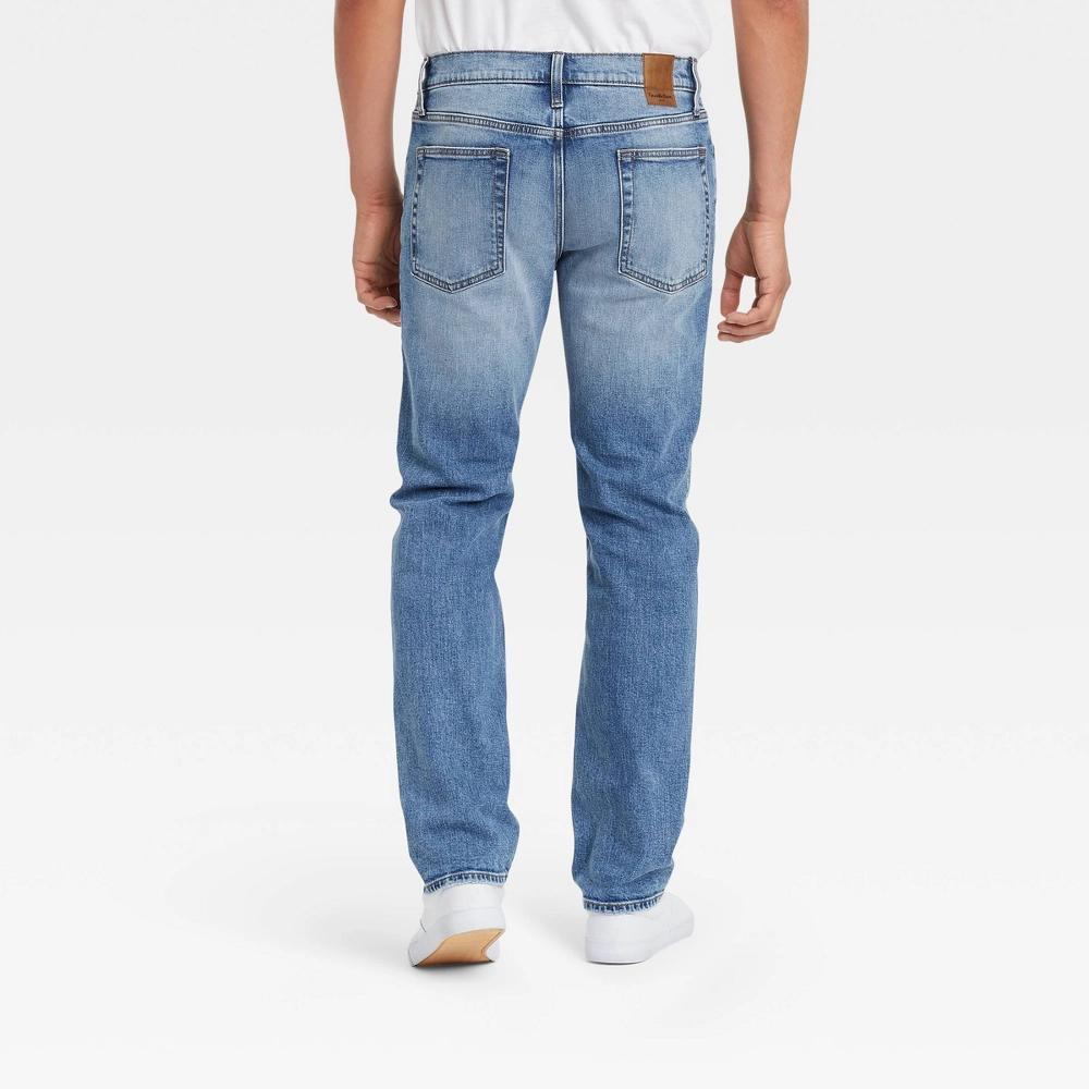 Men's Slim Straight Fit Jeans - Goodfellow & Co™ Indigo Blue 30x30: Heavyweight Denim, Mid Rise, Stretch Fabric Product Image
