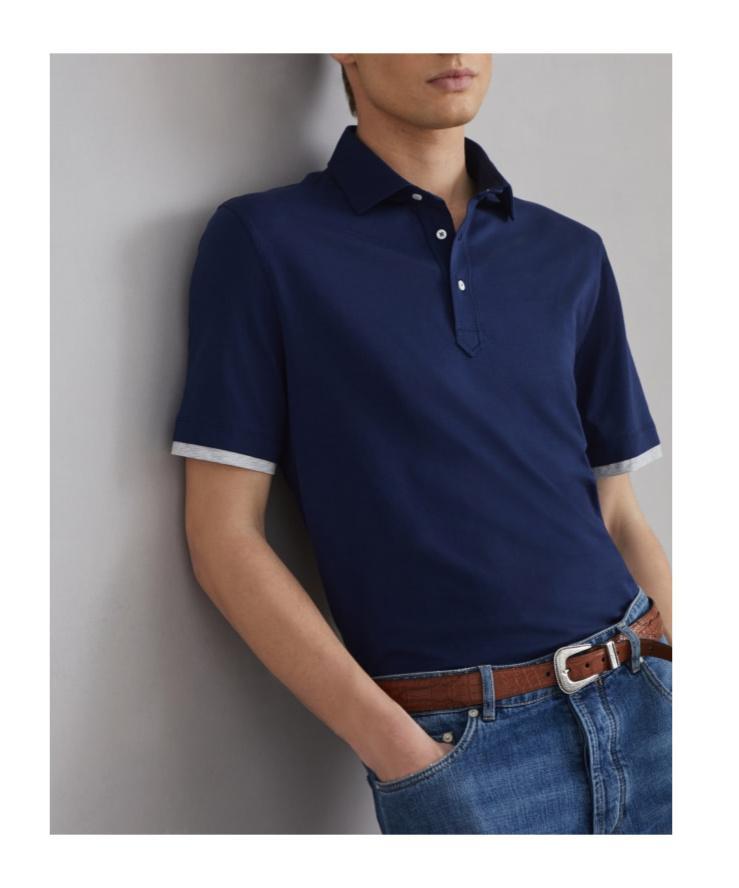 BRUNELLO CUCINELLI Polo Shirt In Blue Product Image
