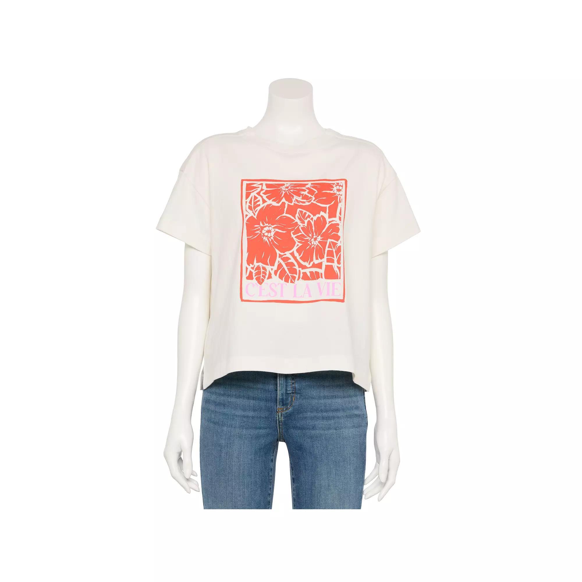 Women's Sonoma Goods For Life® Adaptive Boxy T-Shirt, Size: Large, Red Floral Graphic Product Image