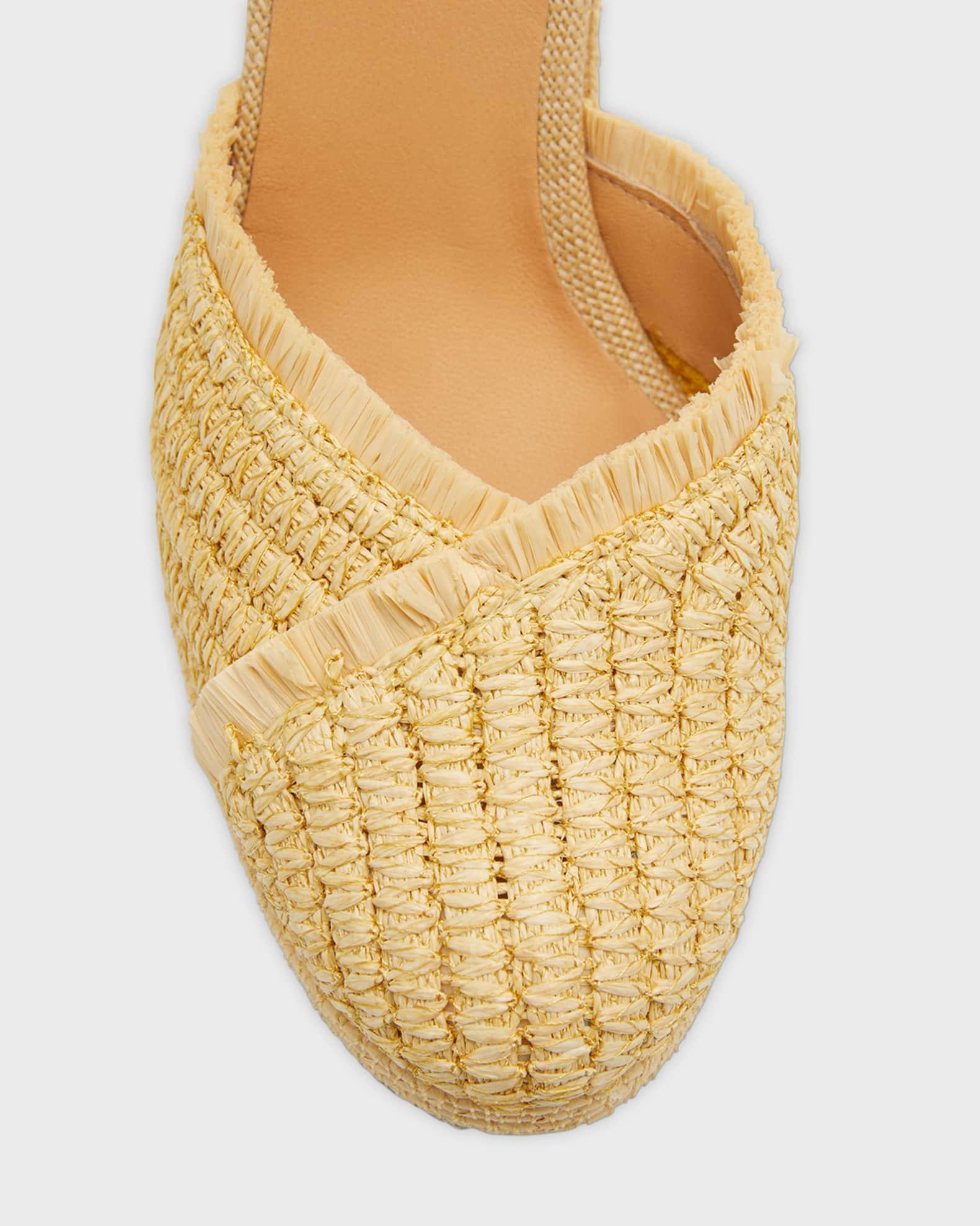Raffia Ankle-Strap Wedge Pumps Product Image