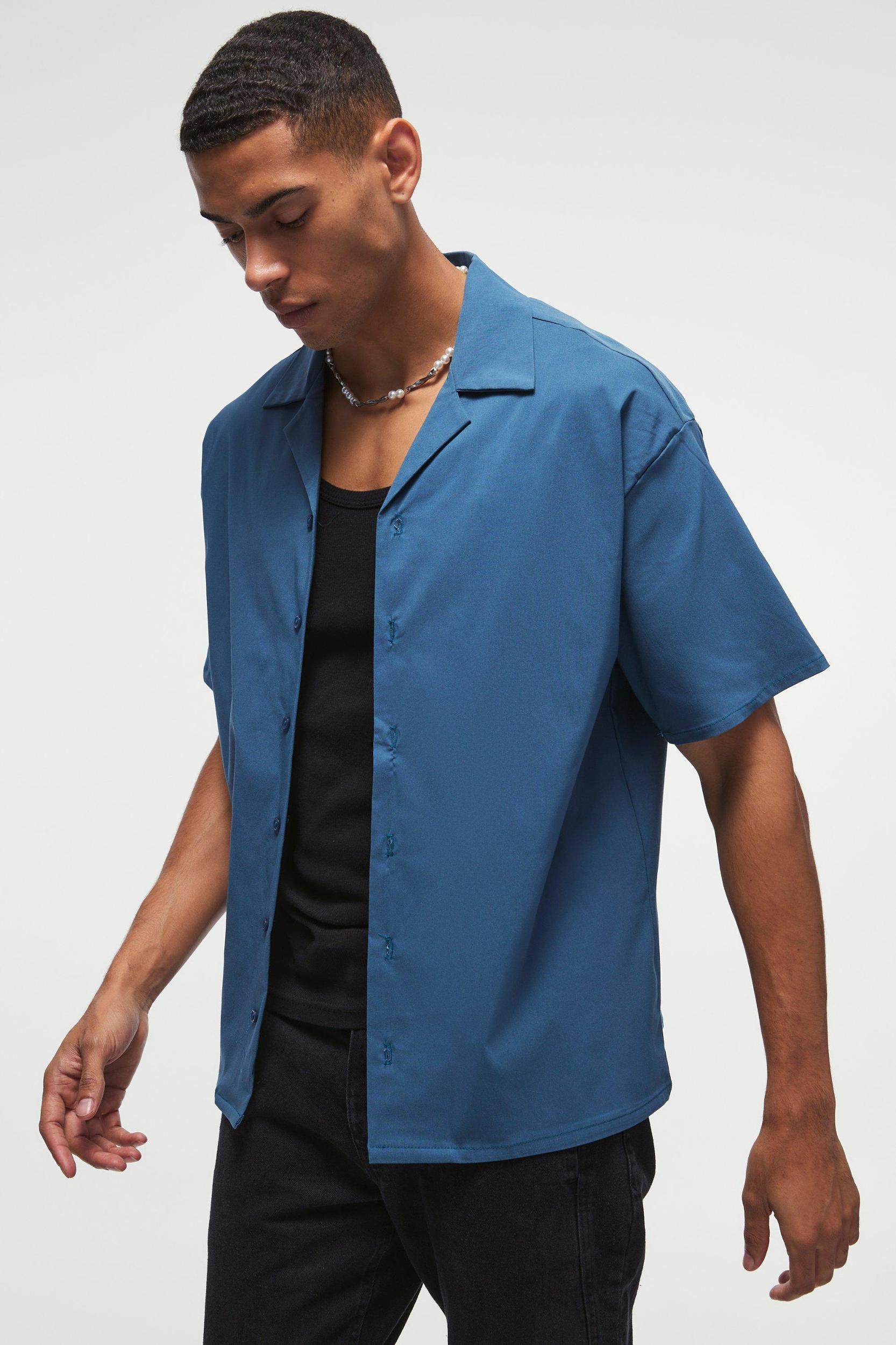 Mens Beige Oversized Revere Bengaline Shirt, Beige Product Image