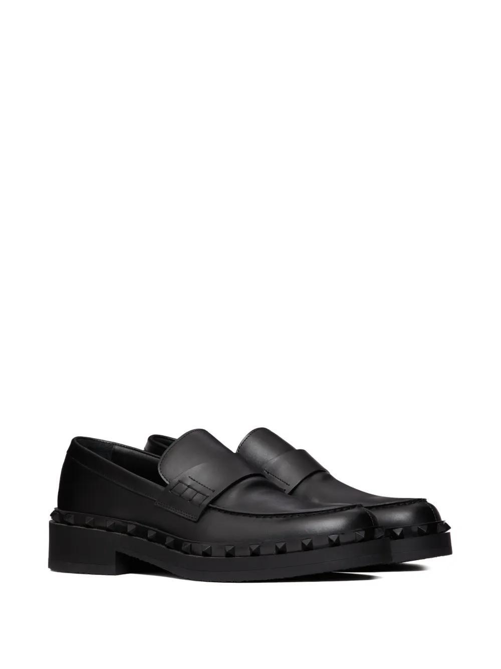 Rockstud leather loafers Product Image