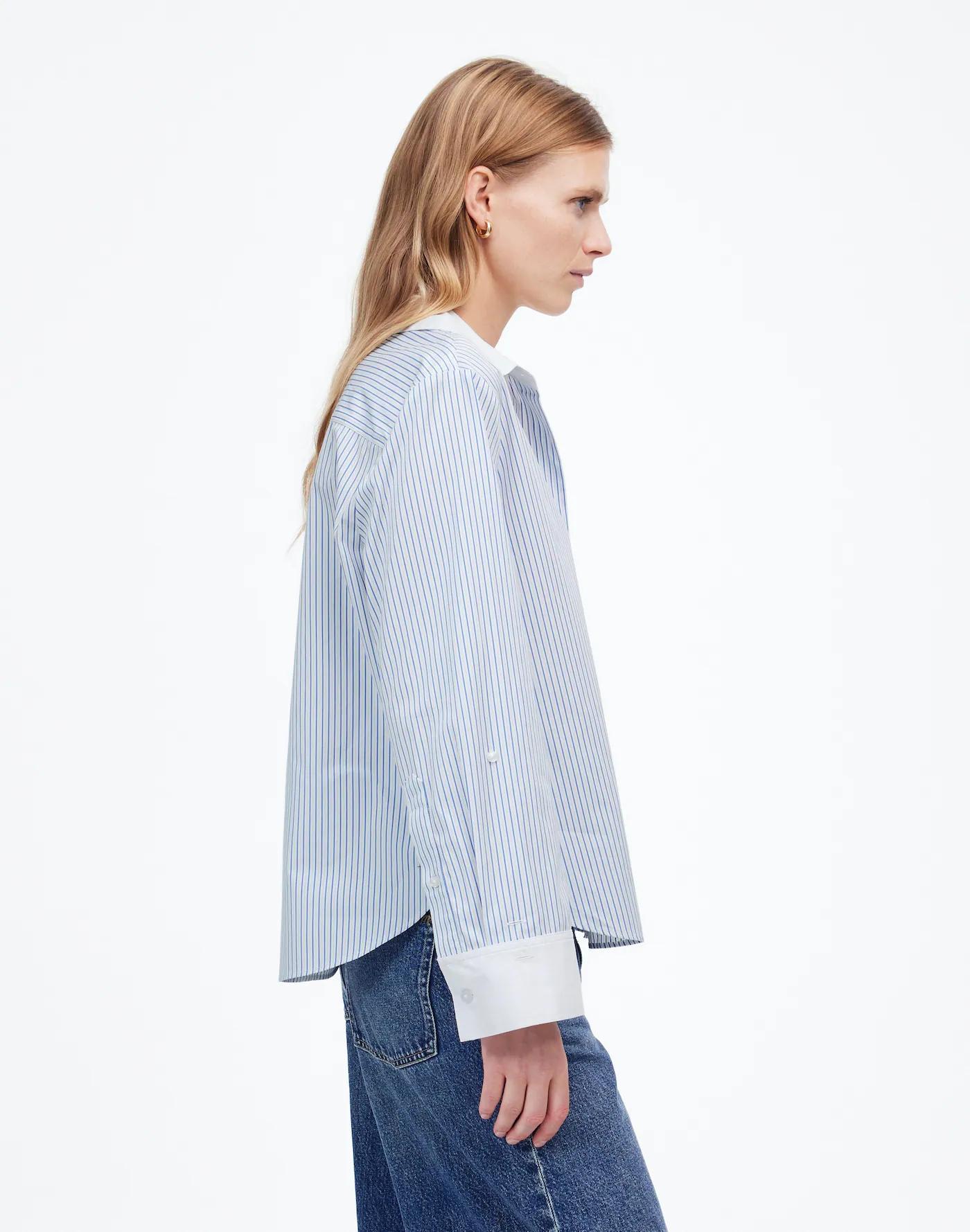 Easy Y-Neck Button-Up Shirt Product Image