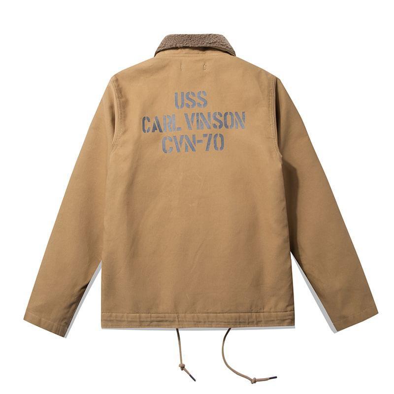 Printed-Back Fleece-Lined Hooded Jacket Product Image