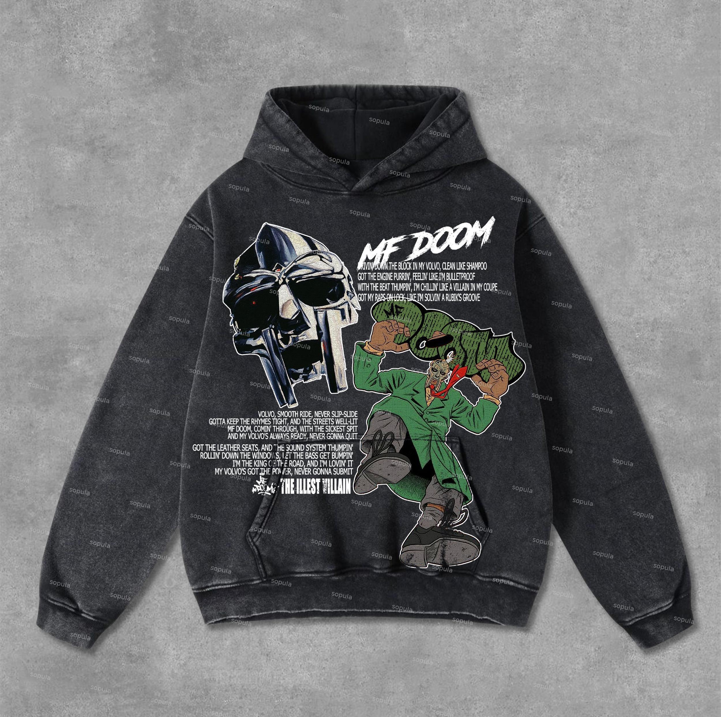 Vintage The Illest Villain Mf Doom Graphic Washed Hoodie Product Image