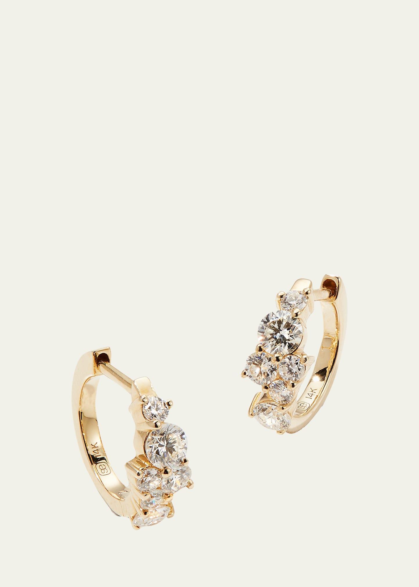 Cocktail 14k Gold Diamond Huggie Hoop Earrings Product Image