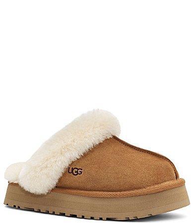 UGG Disquette Suede Fur Platform Slippers Product Image
