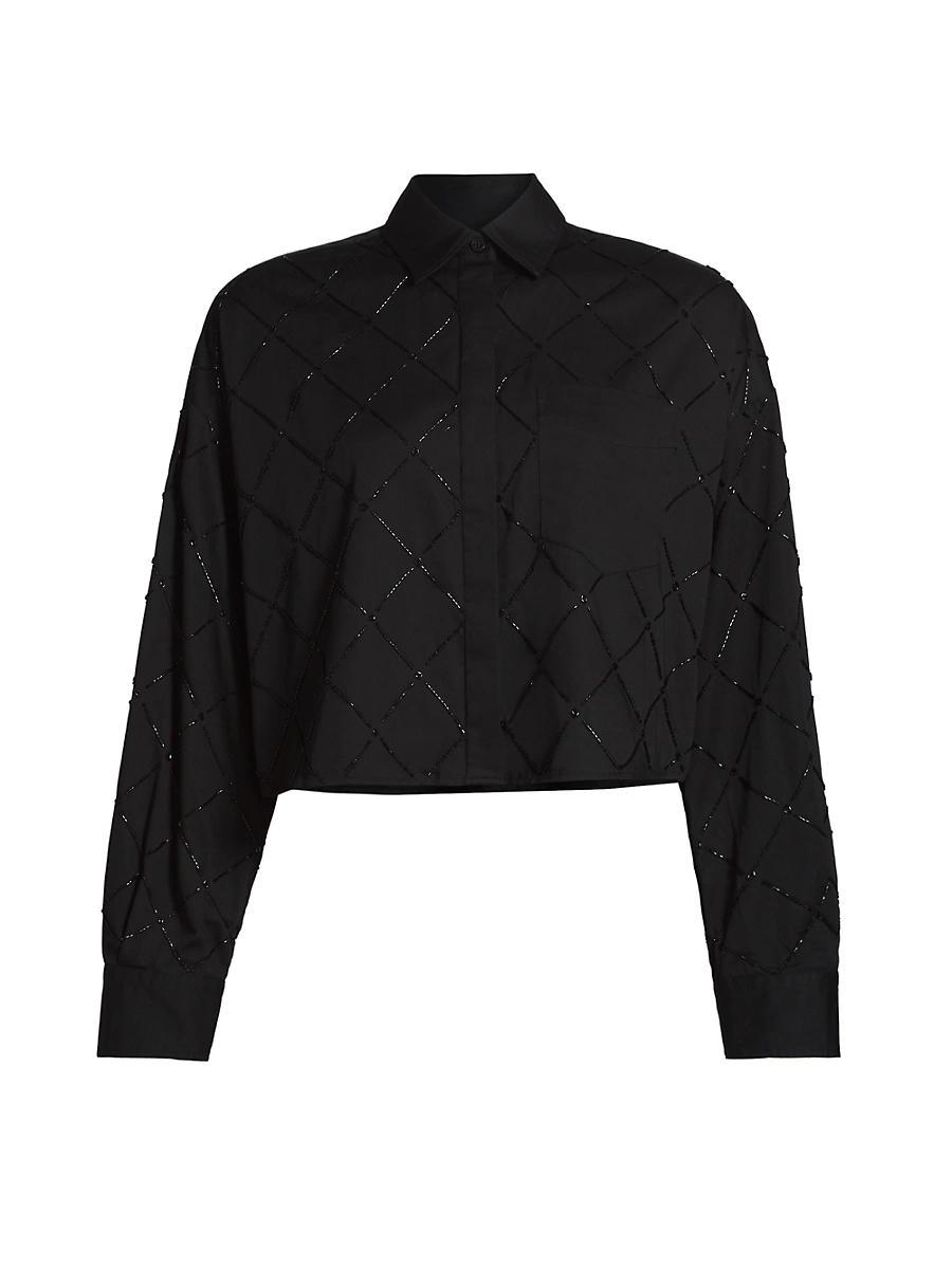 Womens Beatrice Embroidered Cotton Cropped Shirt Product Image