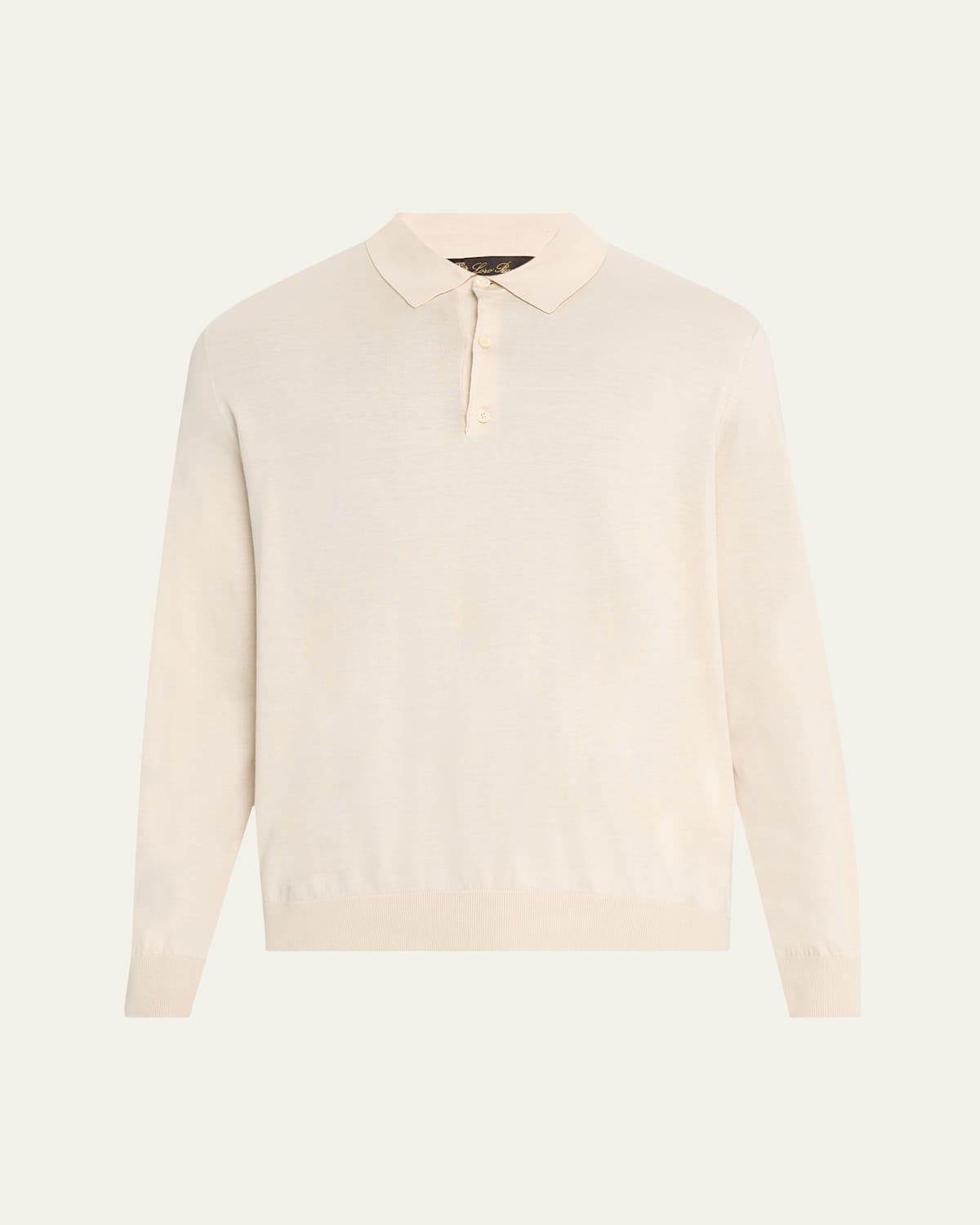Mens Loro Island Cotton Giza Long-Sleeve Polo Shirt Product Image
