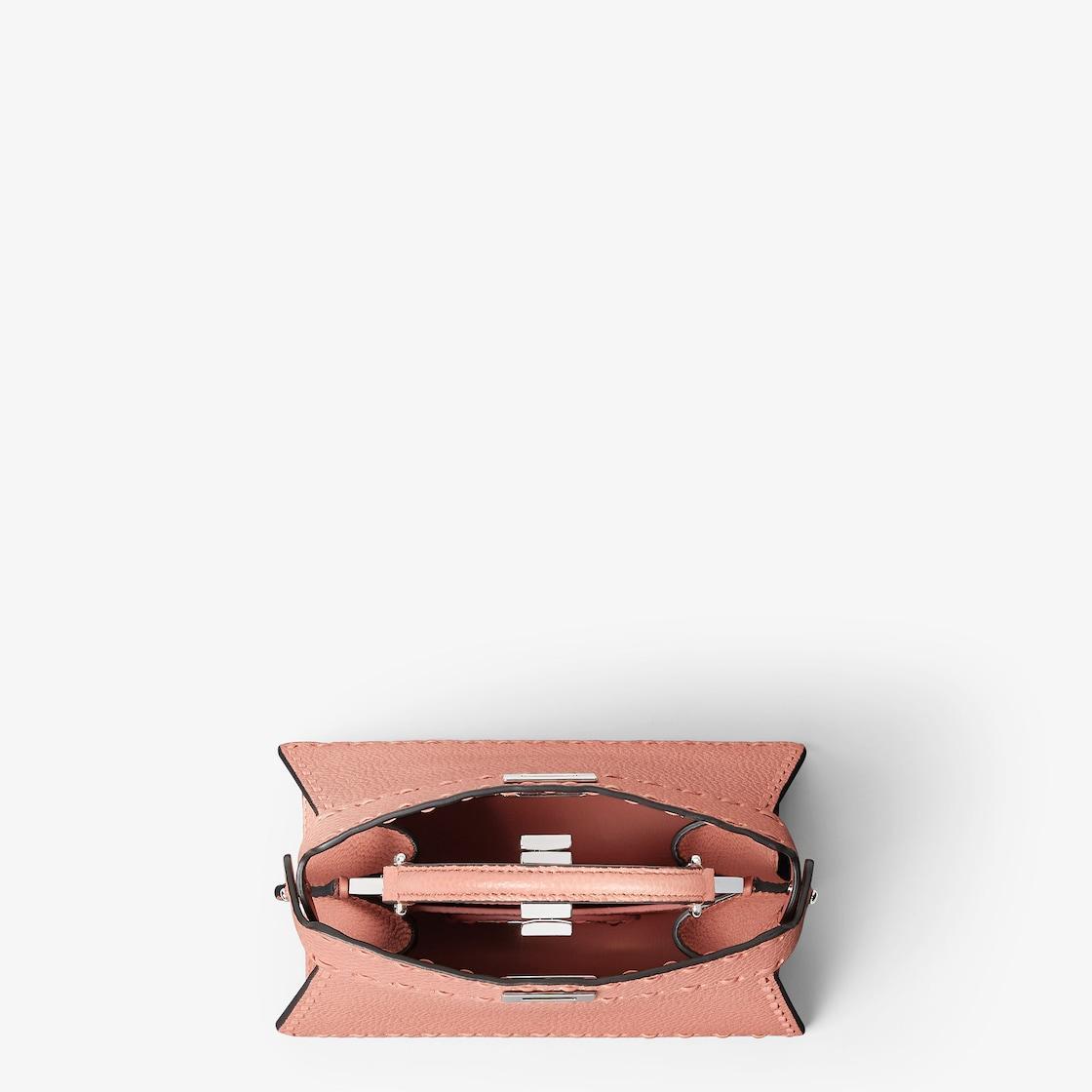 Peekaboo ISeeU PetiteMauve powder pink Selleria bag with 306 hand-sewn topstitches Product Image