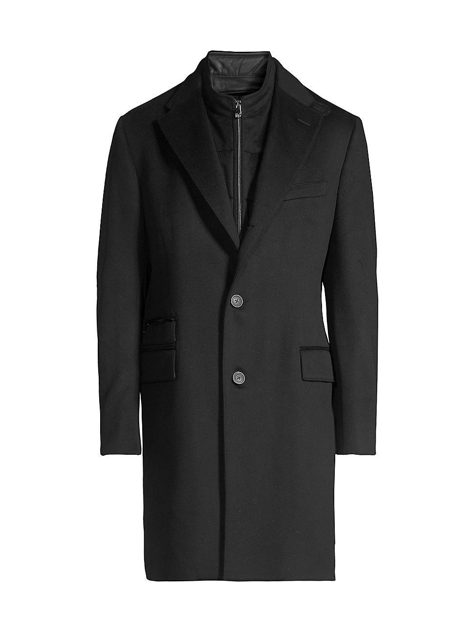Mens ID Wool Top Coat, Black Product Image
