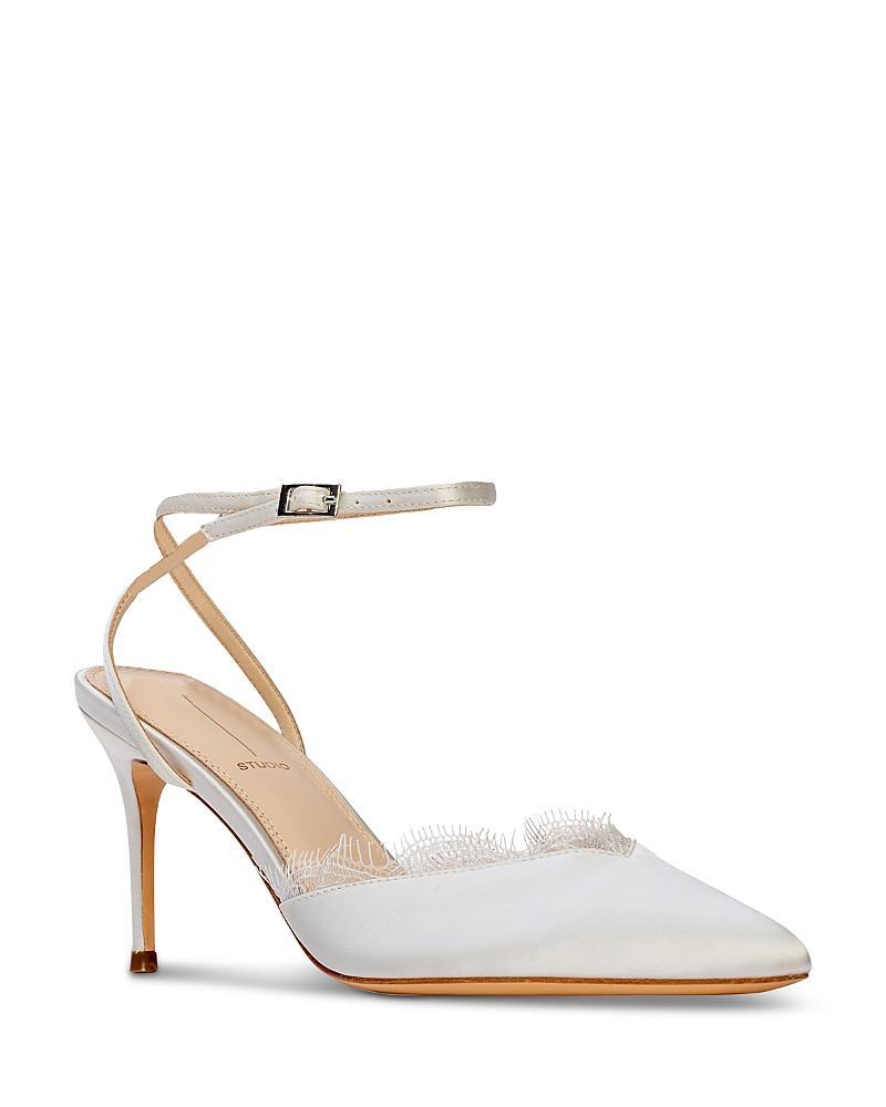 Black Suede Studio Womens Lacey Ankle Strap Pumps Product Image