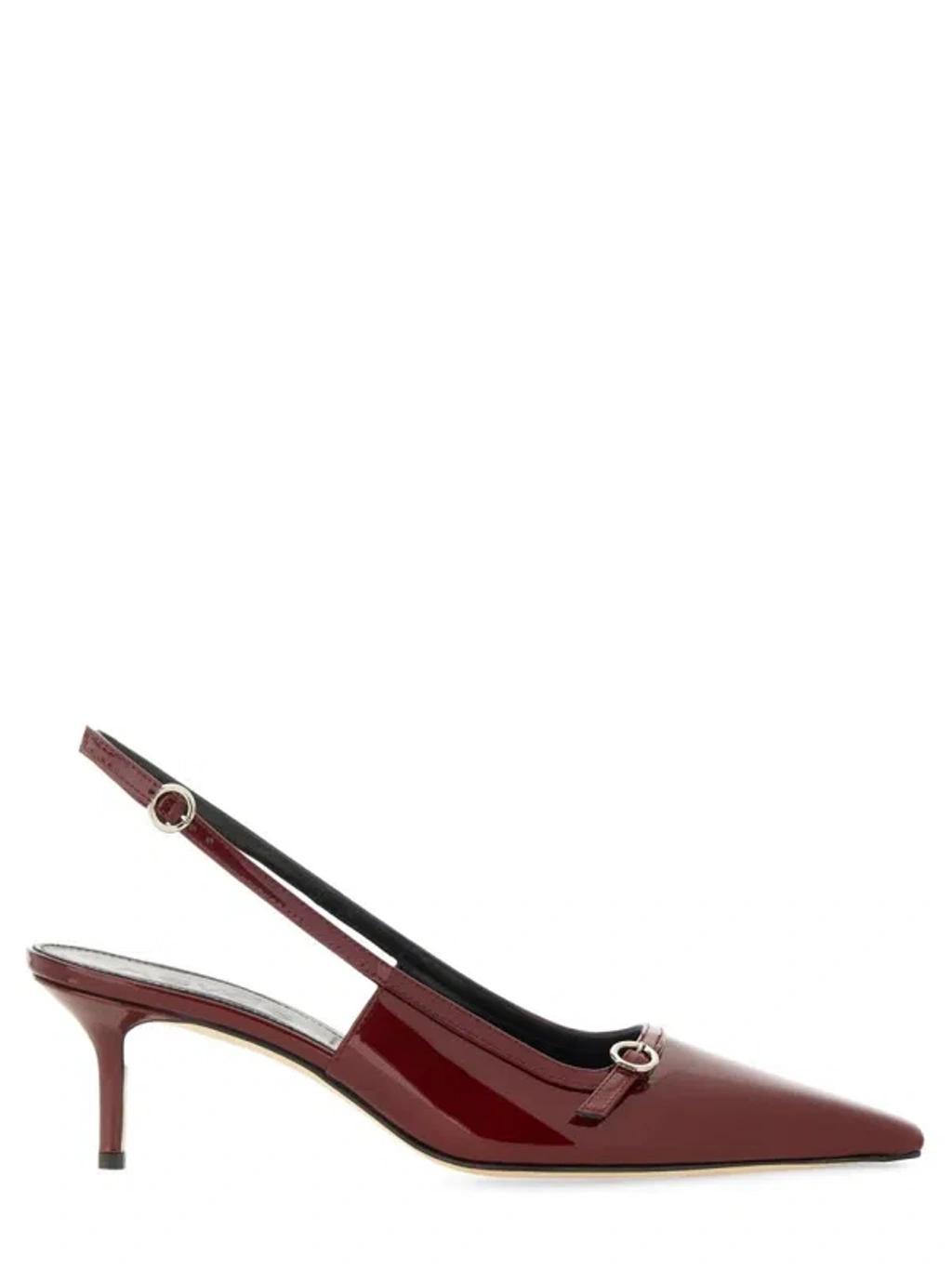 AEYDE Saba Patent Leather Slingback Pumps In Red Product Image