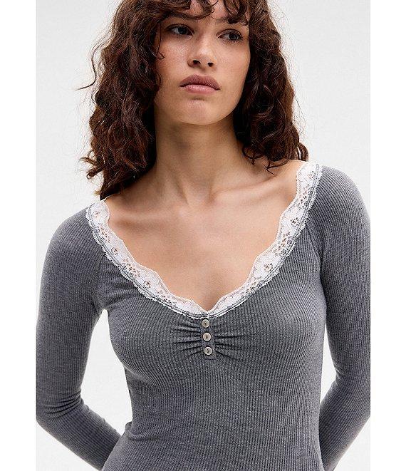 BDG Urban Outfitters Diana Lace Trimmed T-Shirt Product Image