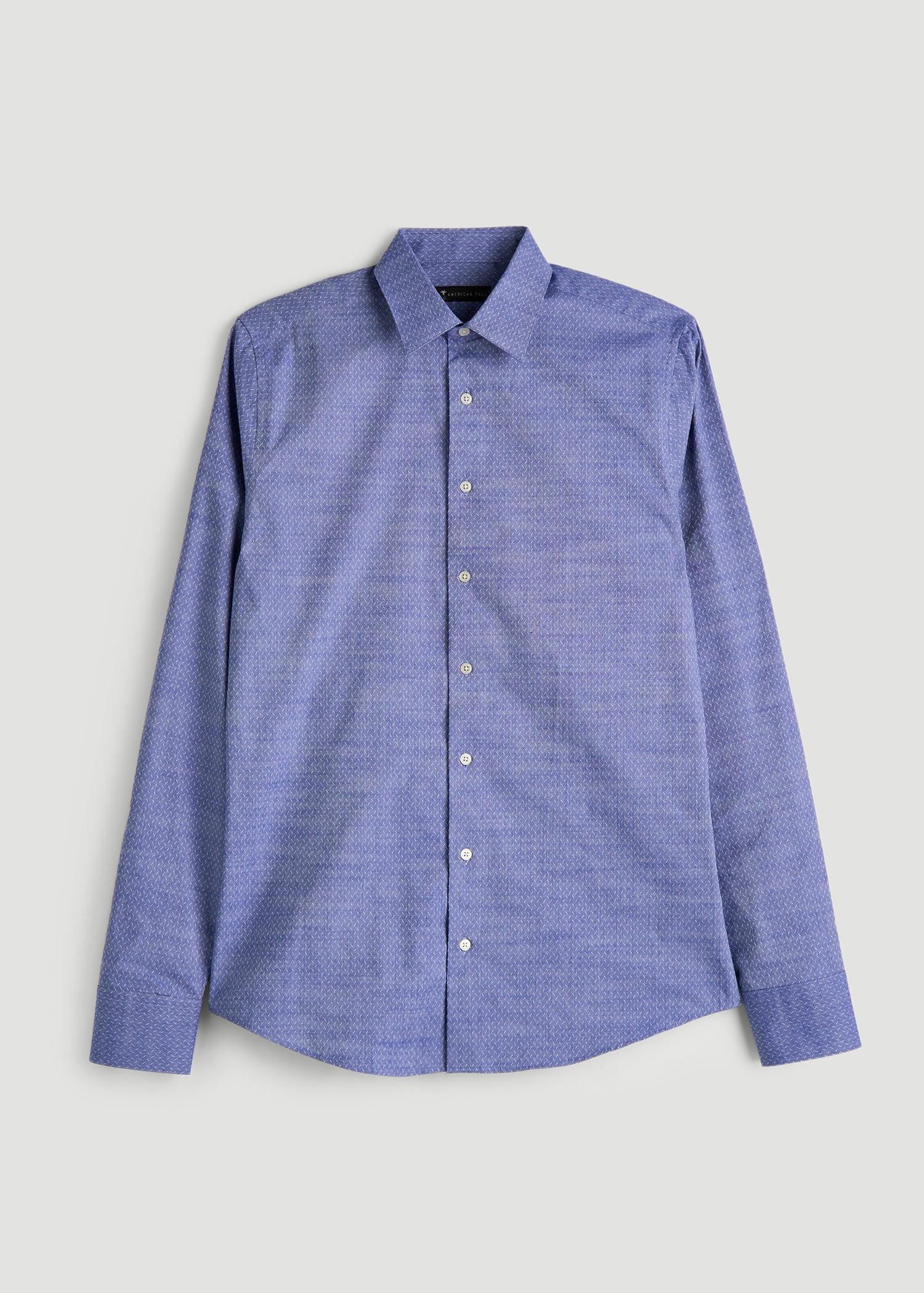 Premium Dress Shirt for Tall Men in Medium Blue Diagonal Product Image