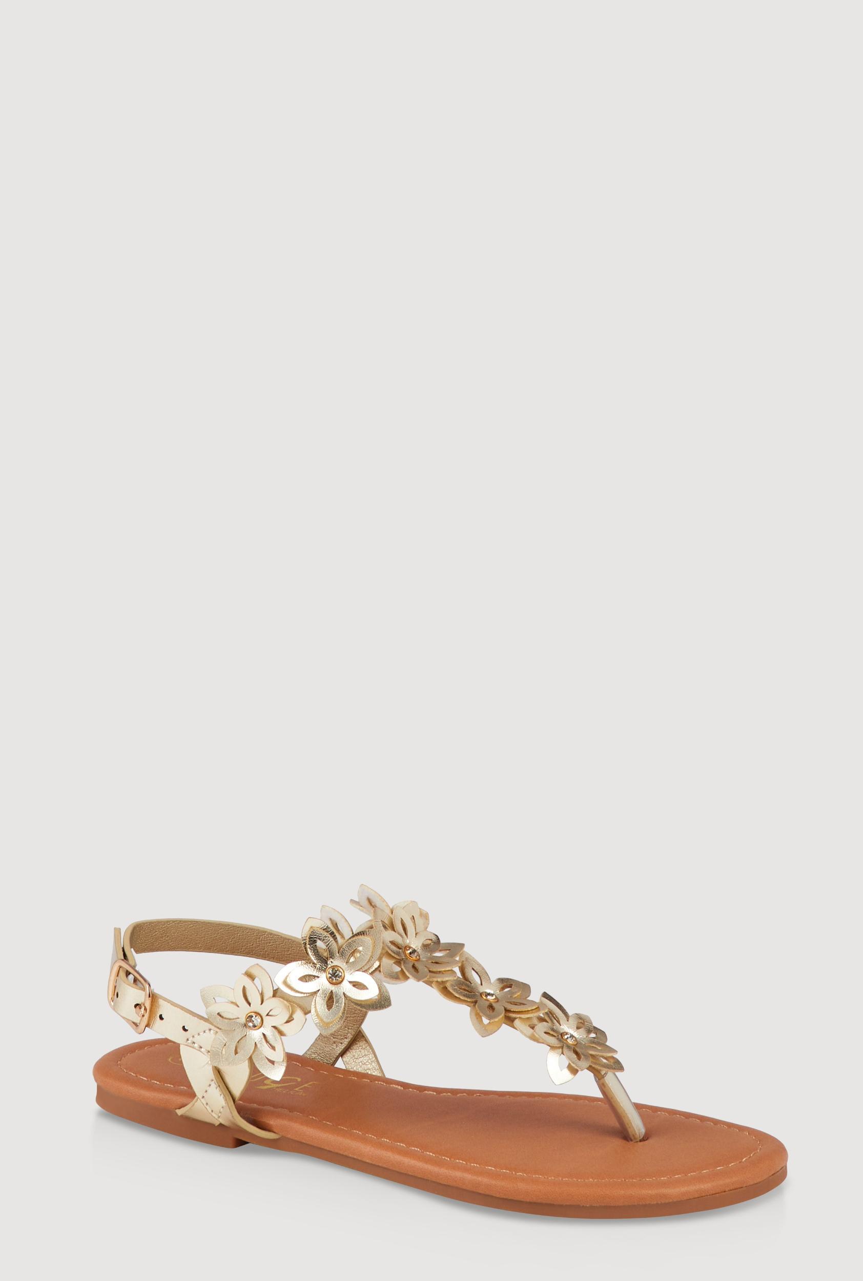 Womens Girls Flower Ankle Strap Thong Sandals Product Image